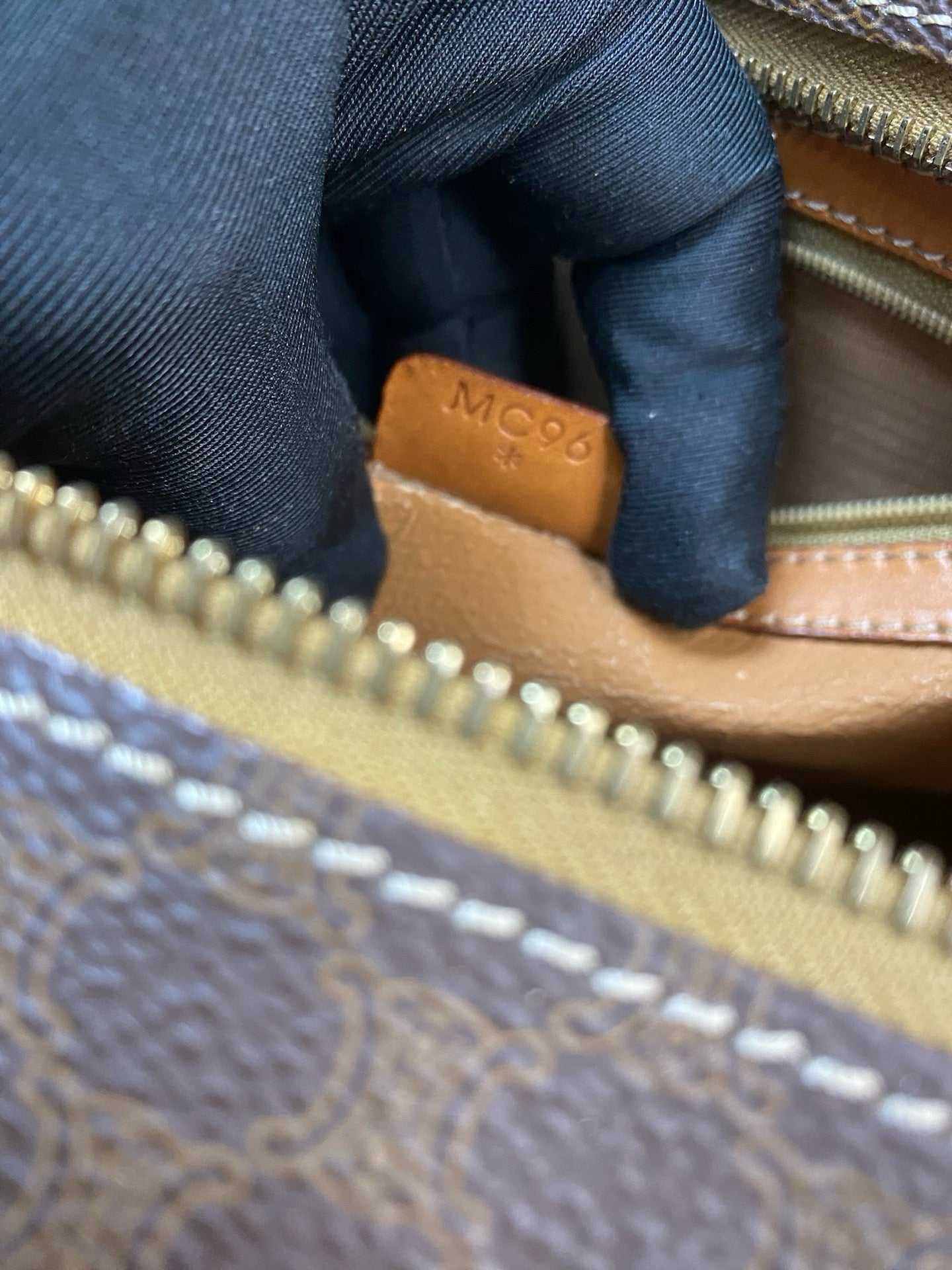 J2952 Celine Tote Bag Macadam Stripe Tote | Pre-Owned Brown Macadam Coated canvas, Leather trim