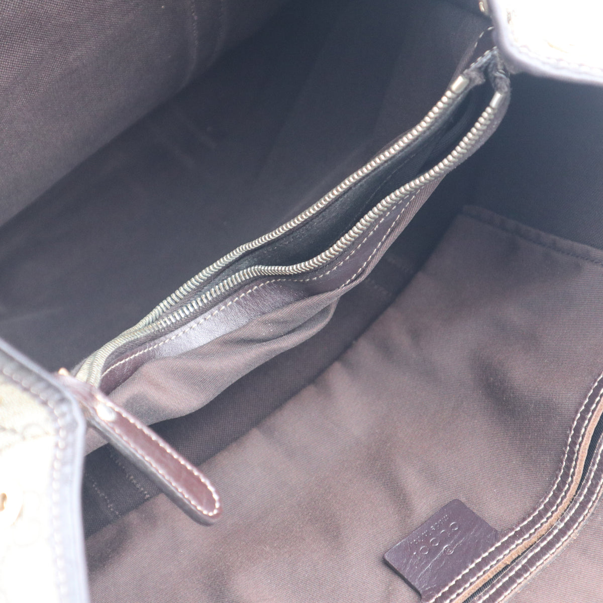C2317 Gucci Tote Bag GG Canvas Tote Vertical | Pre-Owned Very Good Brown GG Monogram Canvas