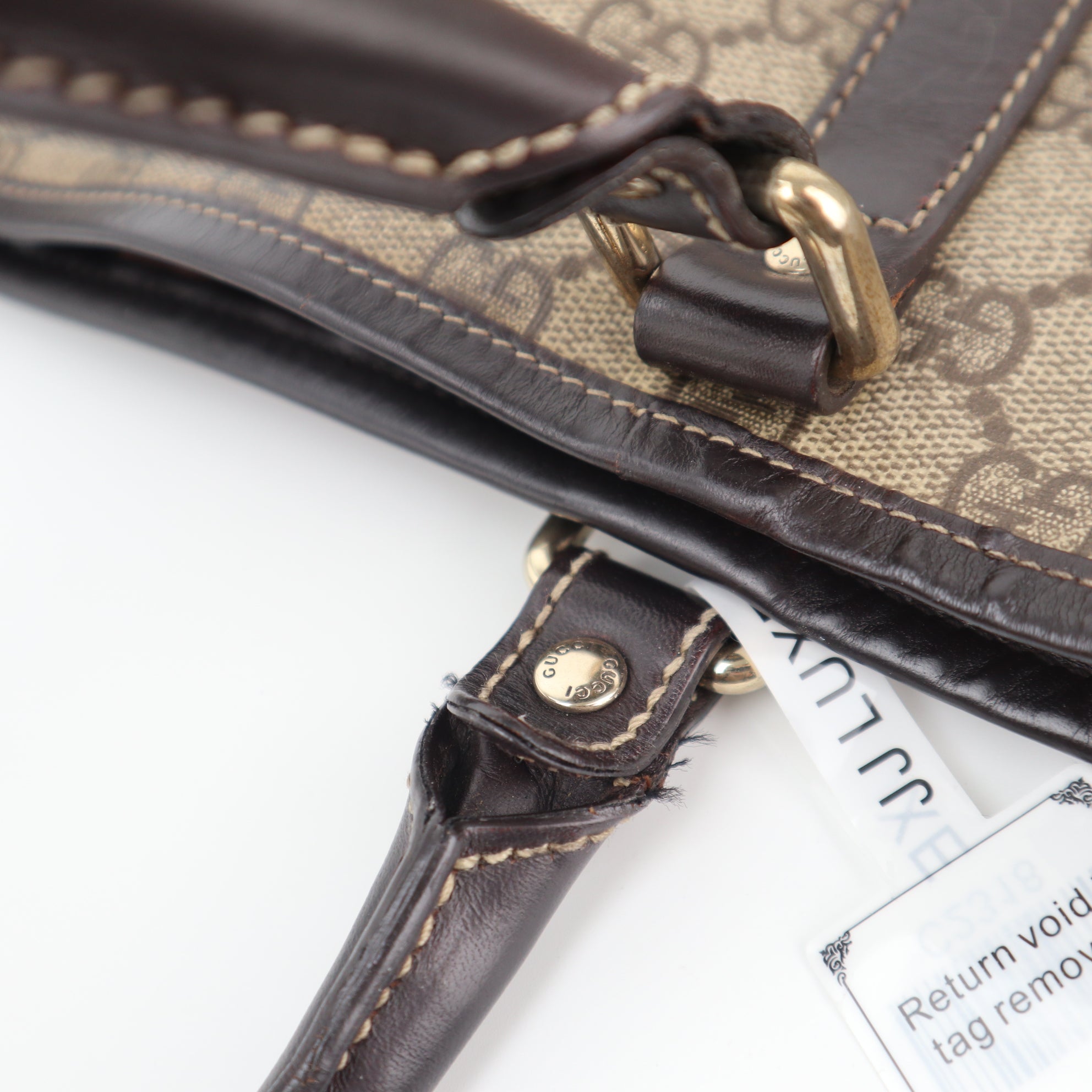 C2318 Gucci Tote Bag GG Canvas Tote Vertical | Pre-Owned Very Good Brown GG Monogram Canvas