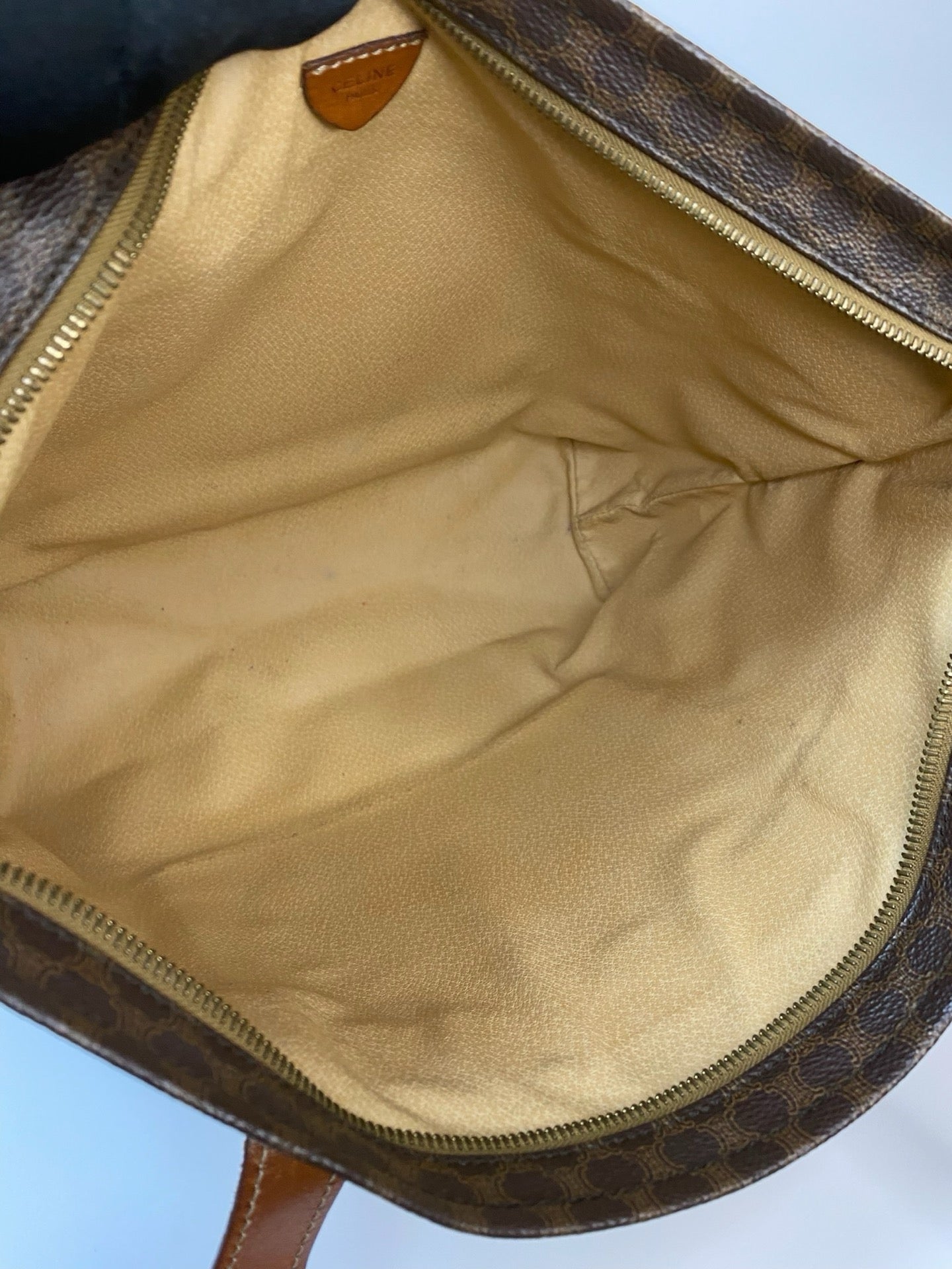 J2953 Celine Tote Bag Macadam Tote | Pre-Owned Brown Macadam Coated canvas, Leather trim