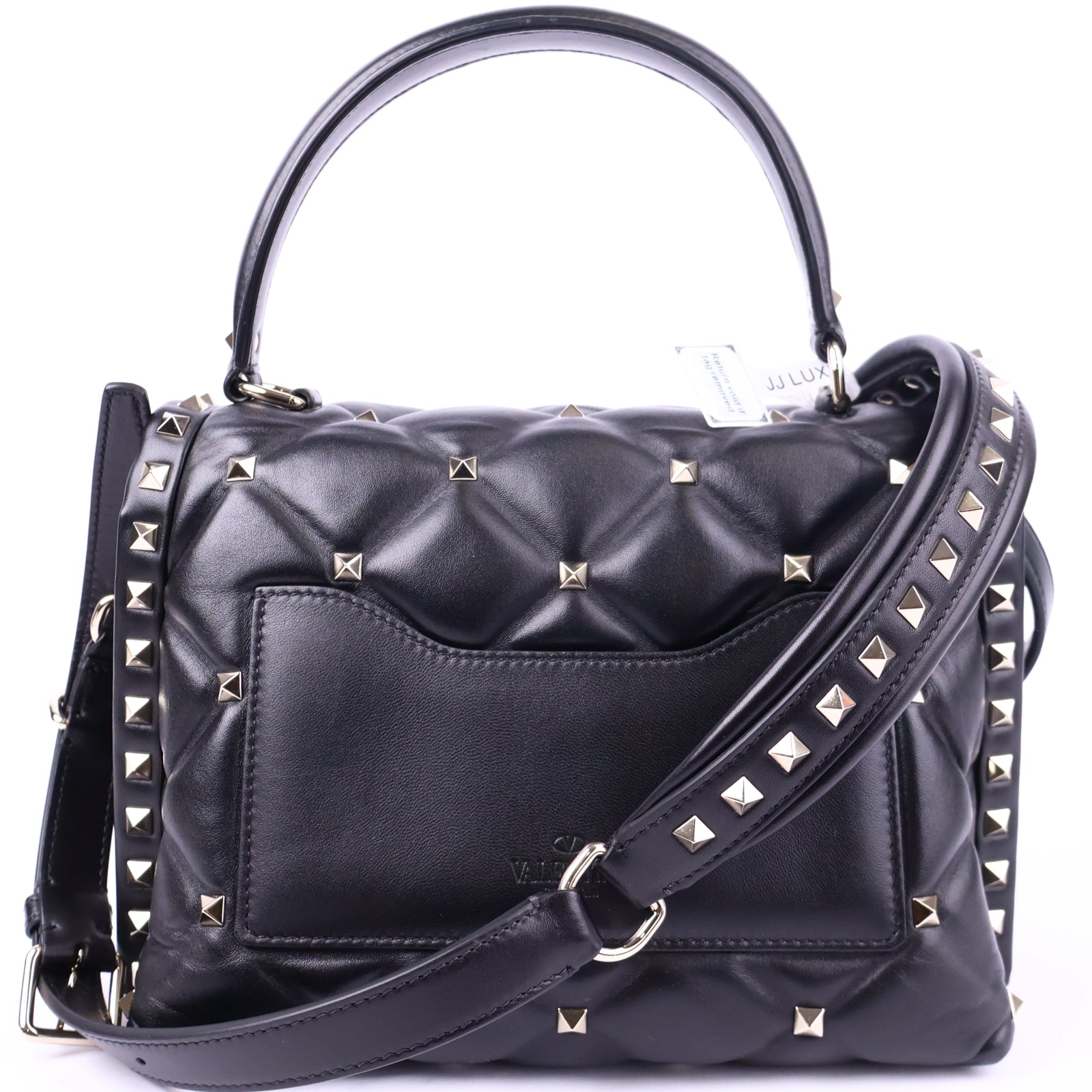 Valentino Lambskin VLTN Print Candystud Black Shoulder Bag J2152 | Pre-Owned Like New Black Leather