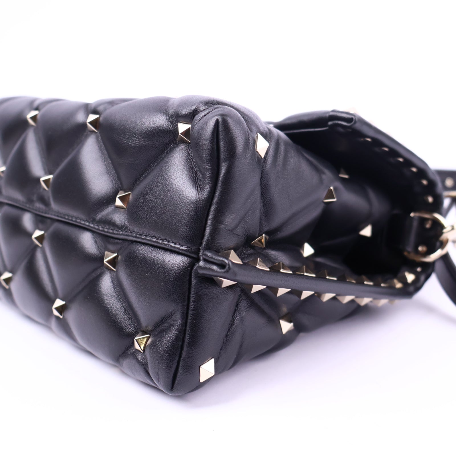 Valentino Lambskin VLTN Print Candystud Black Shoulder Bag J2152 | Pre-Owned Like New Black Leather