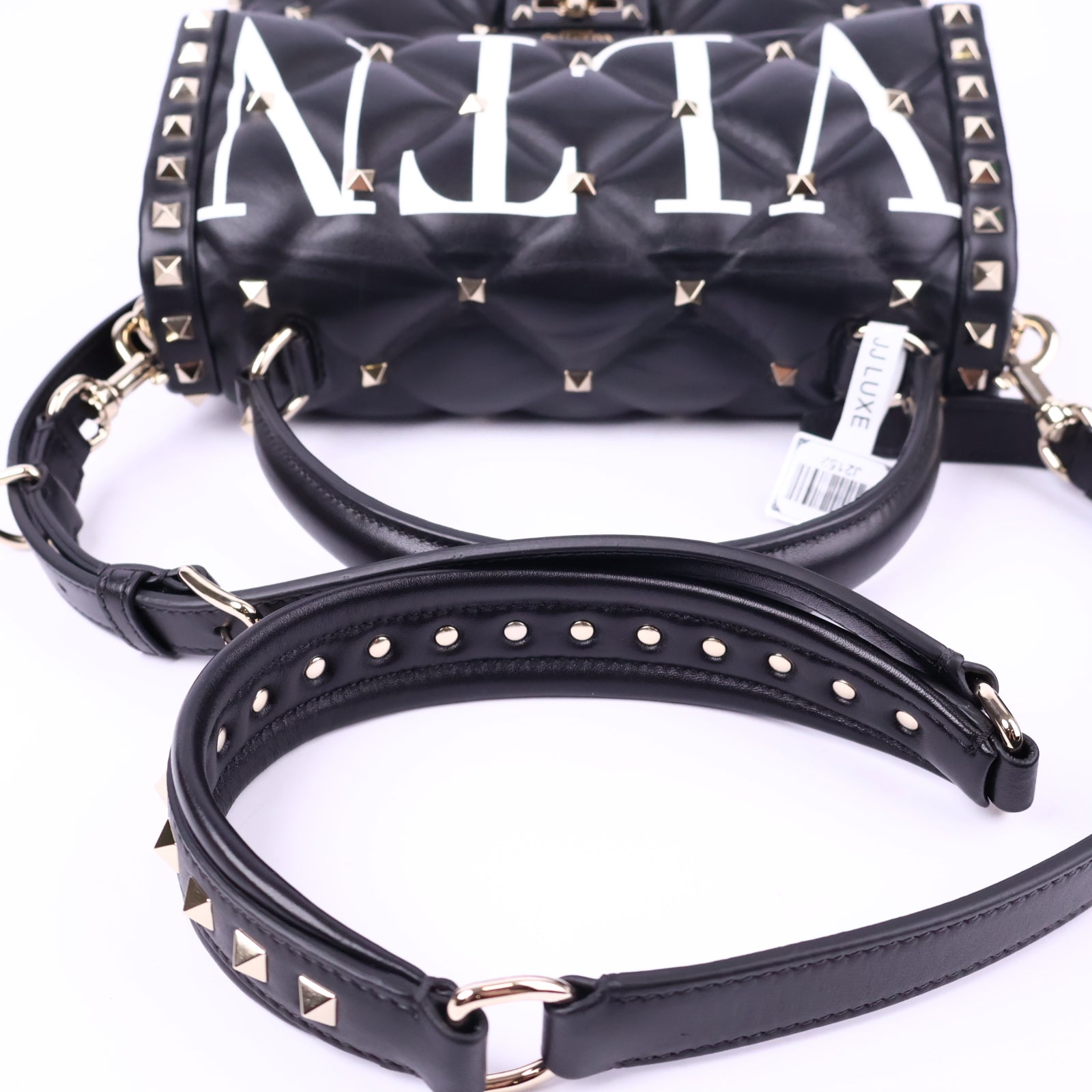 Valentino Lambskin VLTN Print Candystud Black Shoulder Bag J2152 | Pre-Owned Like New Black Leather