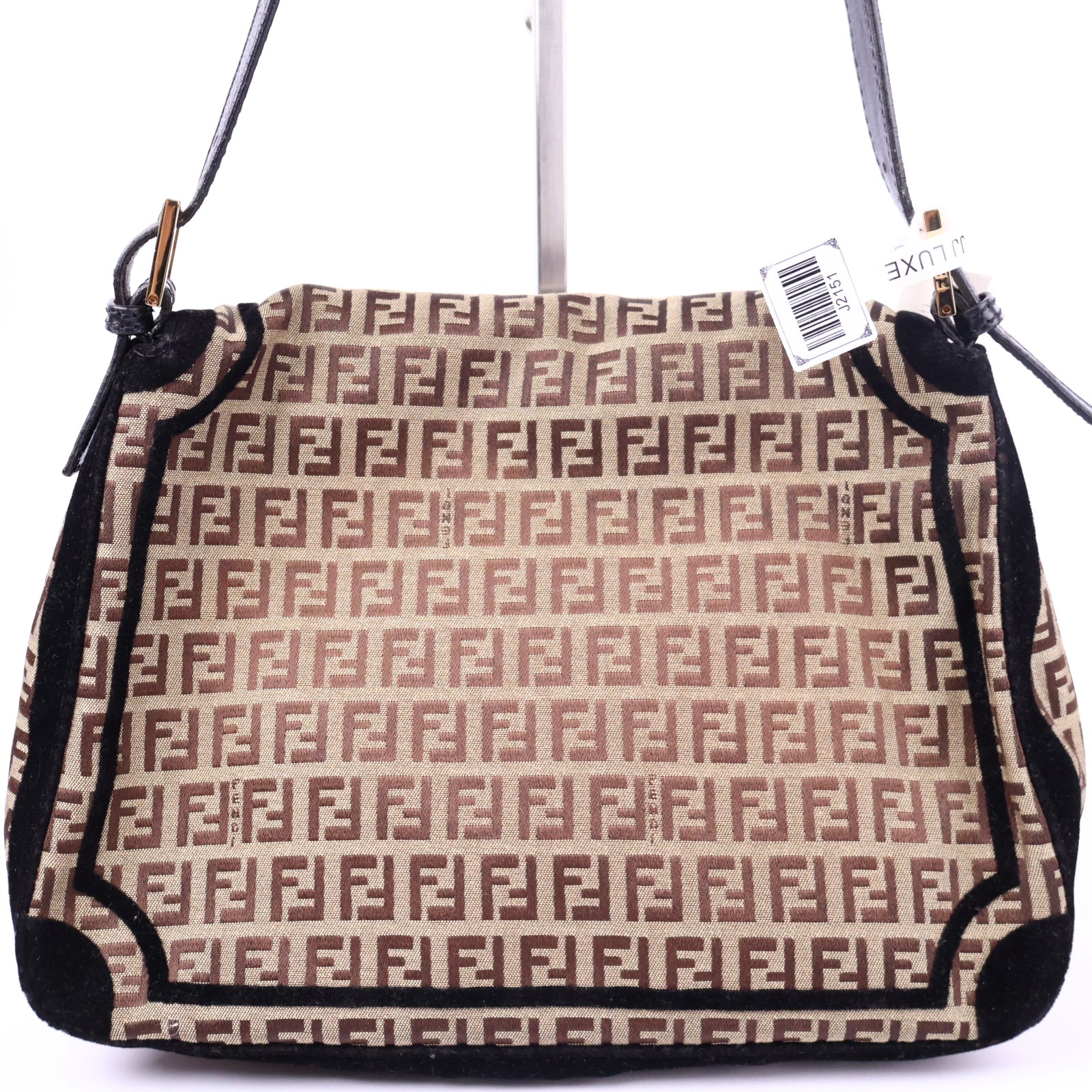 Fendi Velvet Zucchino Canvas Mamma Baguette Top Handle Bag J2151 | Pre-Owned Like New Canvas
