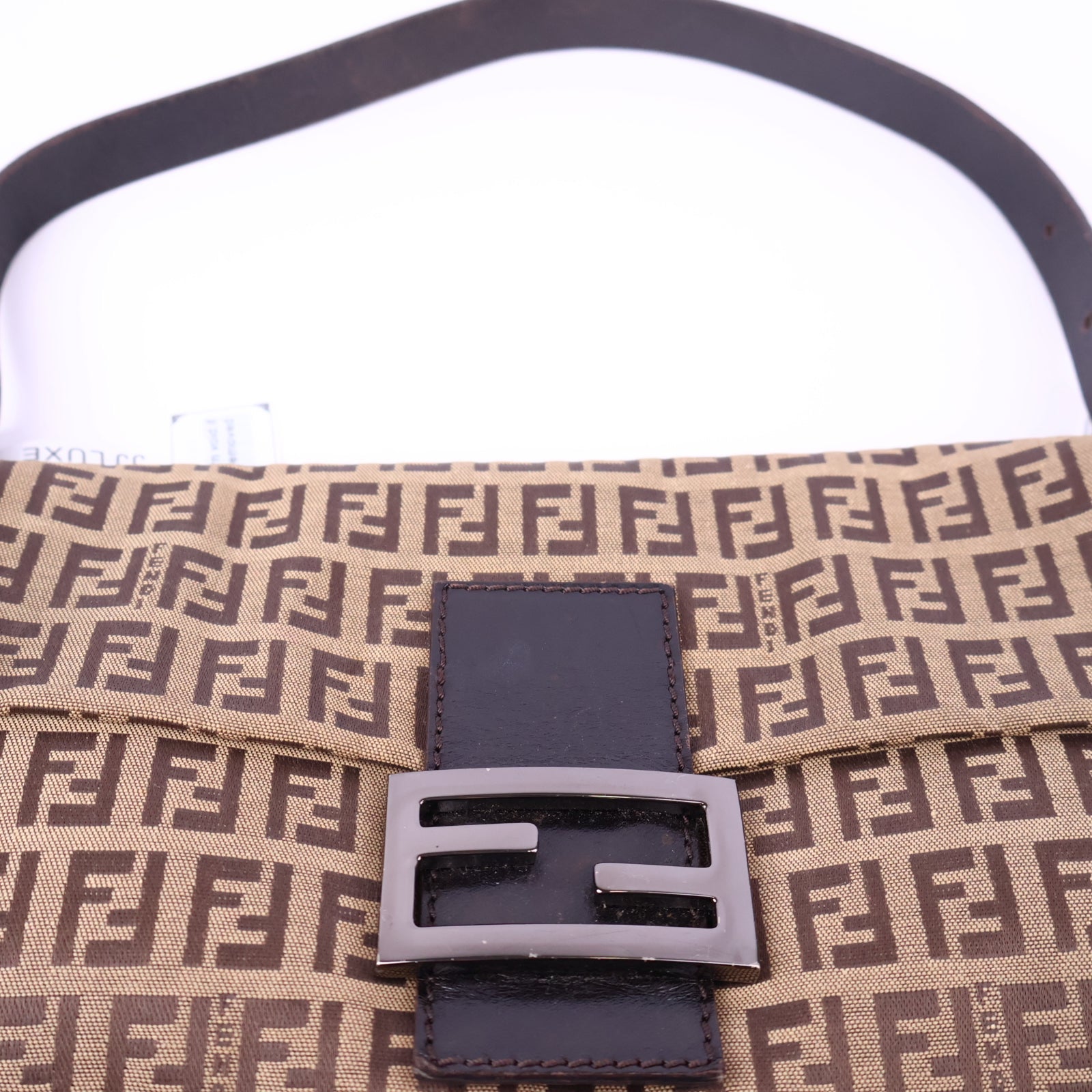 Fendi Zucchino Baguette Toro Mogano Panna Top Handle Bag J2149 | Pre-Owned Like New