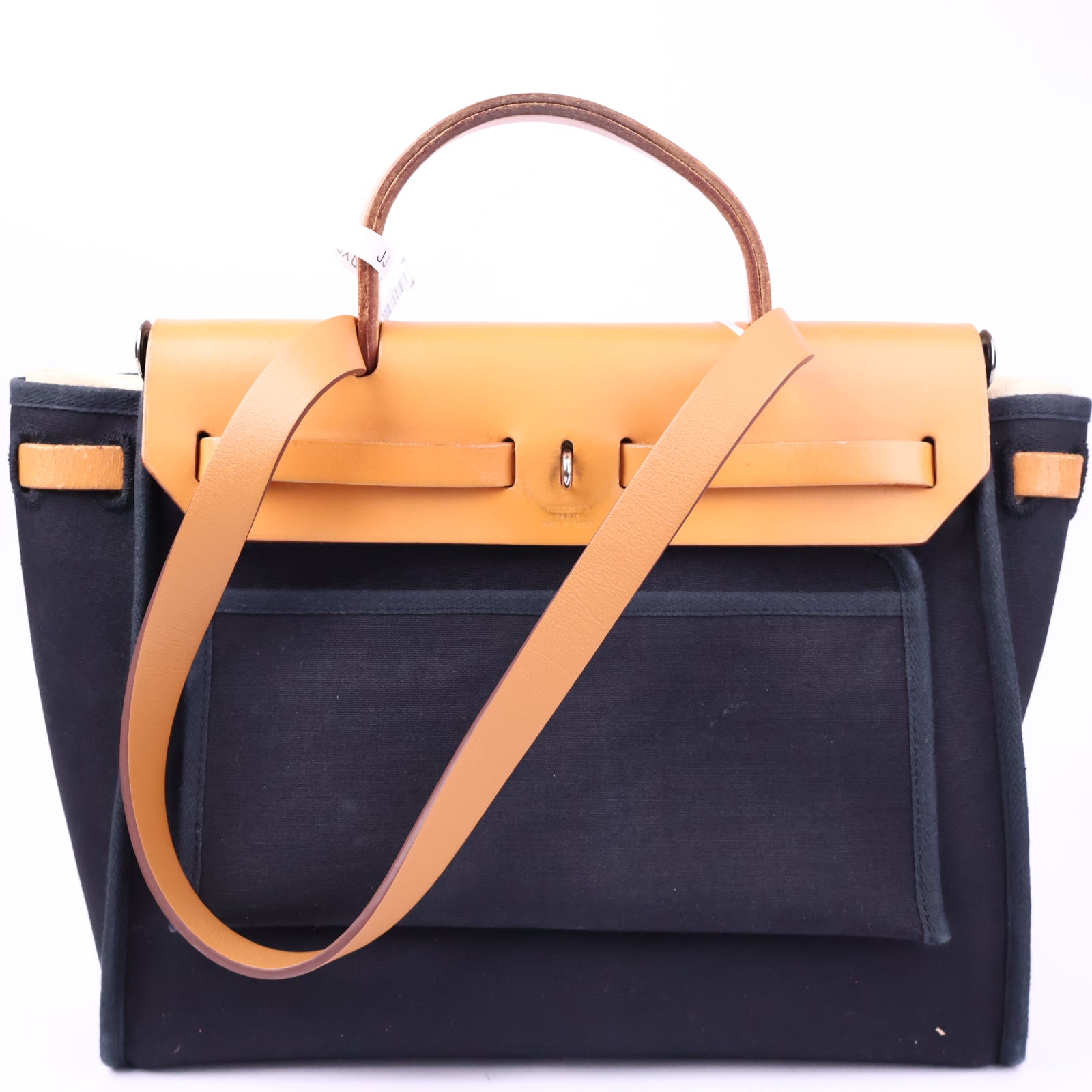 Hermes Herbag Zip Leather and Toile 31 Black Shoulder Bag J3247 | Pre-Owned Like New Black Leather