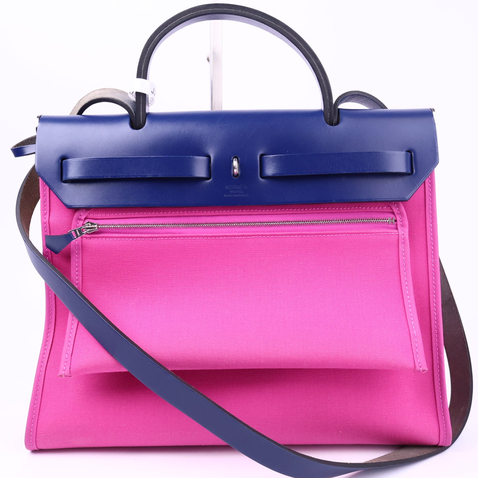 Hermes Herbag Zip Leather and Toile 31 Shoulder Bag J3246 | Pre-Owned Like New Leather