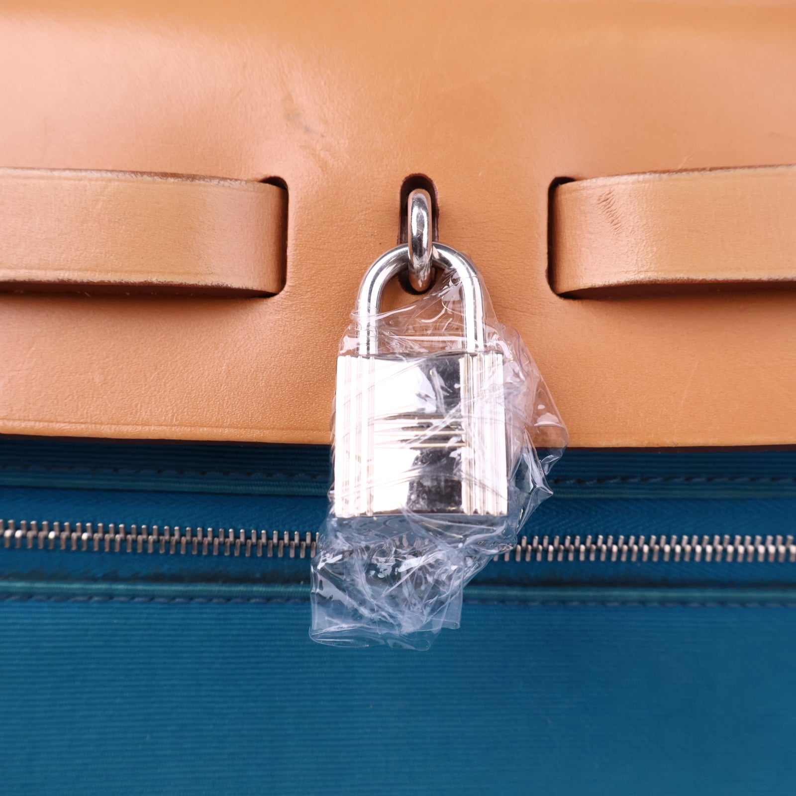 Hermes Herbag Zip Leather and Toile 31 Blue Shoulder Bag J3248 | Pre-Owned Like New Blue Leather
