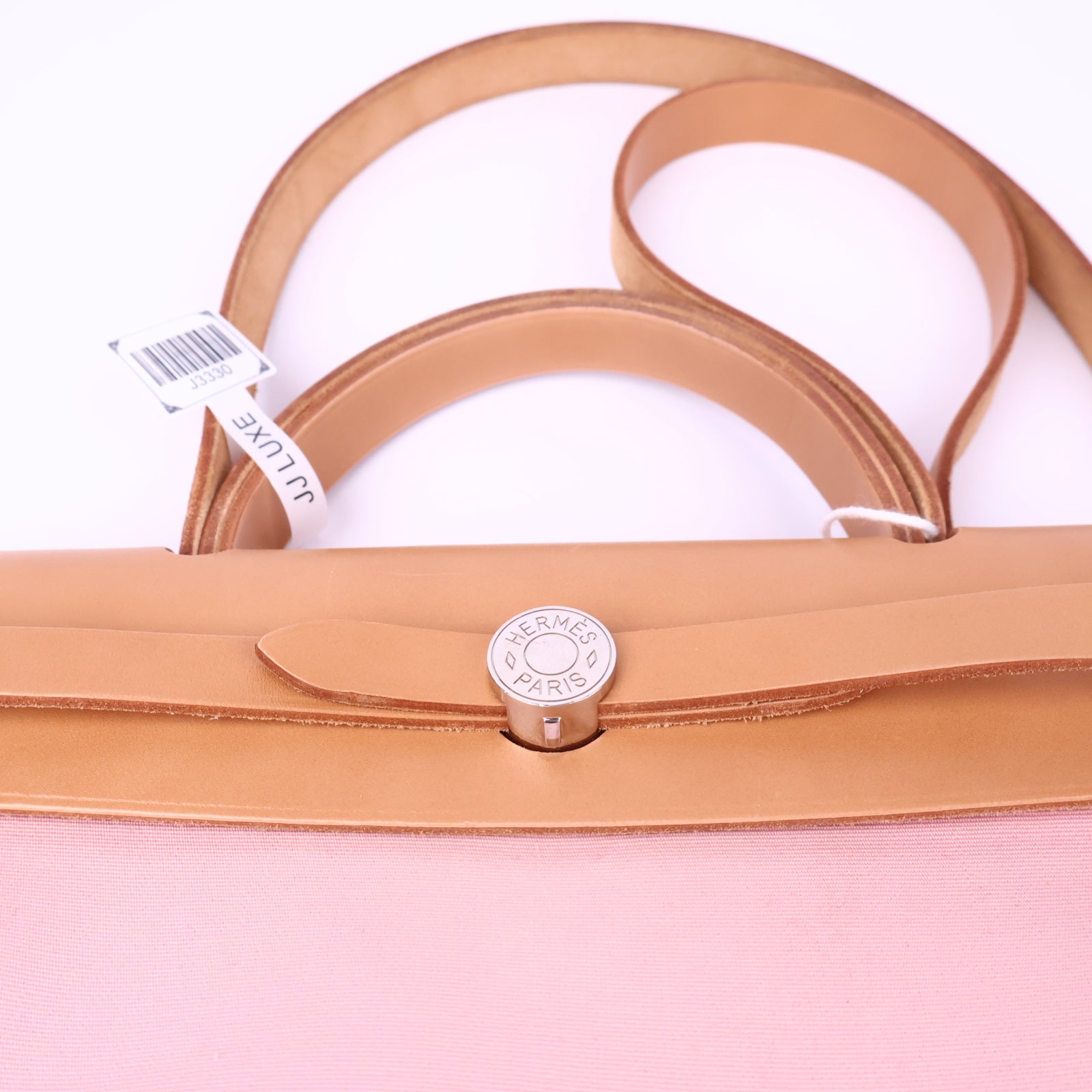 Hermes Herbag Zip Leather and Toile 31 Pink Shoulder Bag J3330 | Pre-Owned Like New Pink Leather