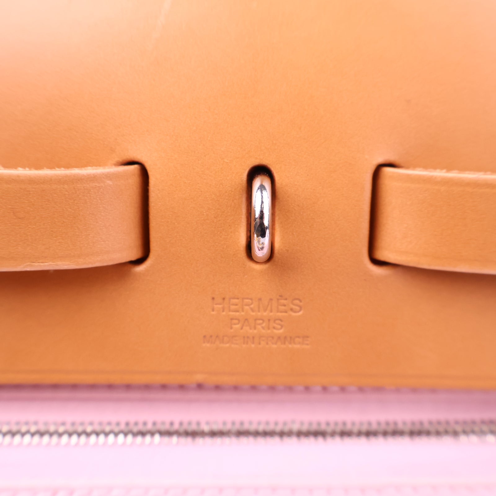 Hermes Herbag Zip Leather and Toile 31 Pink Shoulder Bag J3330 | Pre-Owned Like New Pink Leather