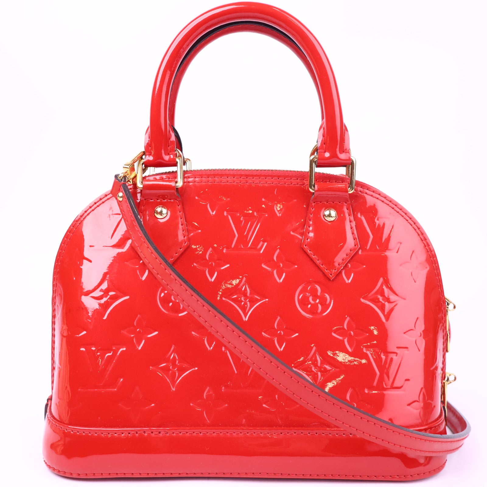 Louis Vuitton Vernis Leather Alma BB, Red Top Handle Bag J3237 | Pre-Owned Like New Red Vernis Vernis leather