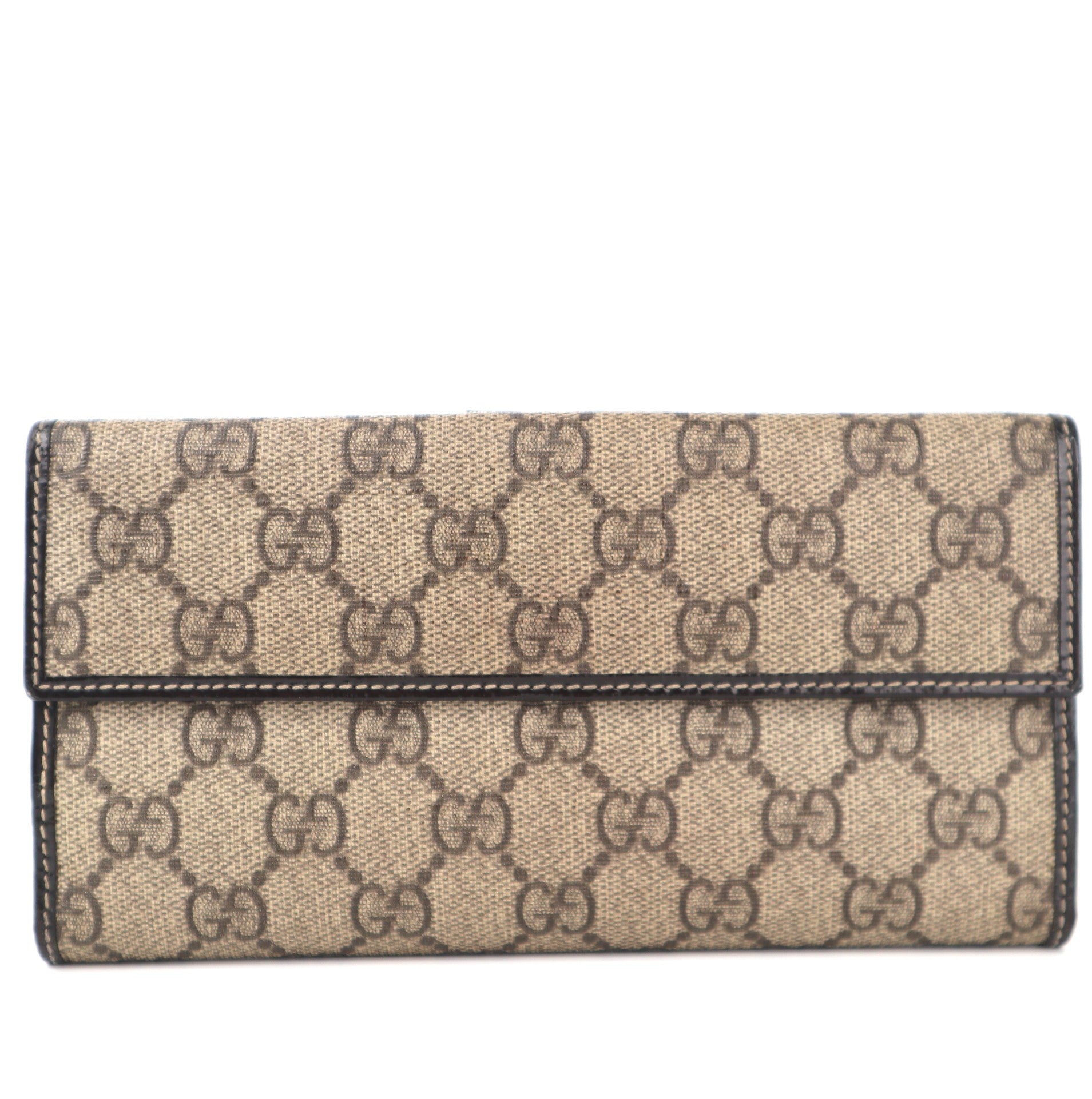 C2337 Gucci Wallet Beige/Ebony GG Coated Canvas Continental Long Wallet | Pre-Owned Very Good Beige / Brown GG Monogram Canvas