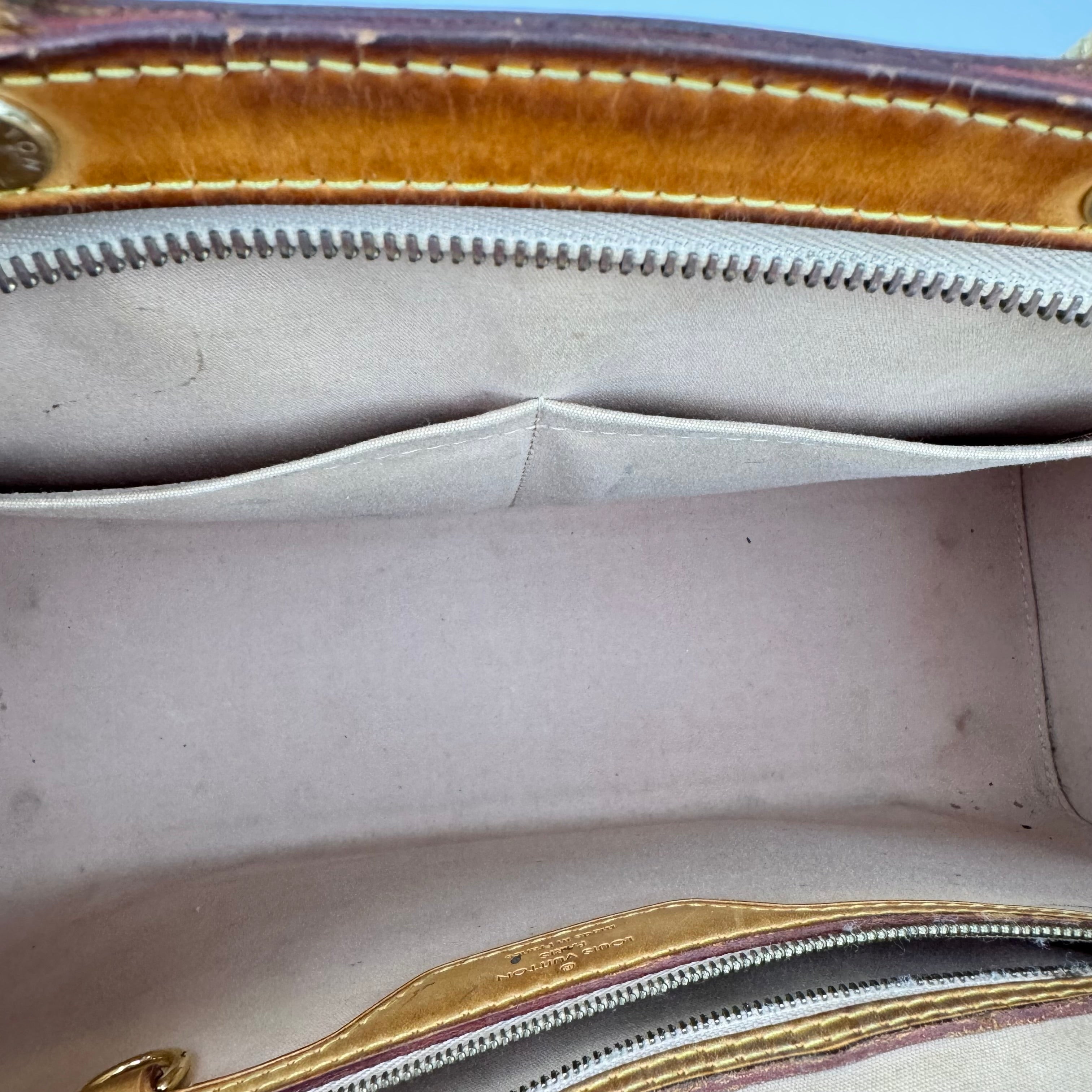 J1829 Louis Vuitton Brown Monogram Vernis Brea MM Beige- Pre Owned