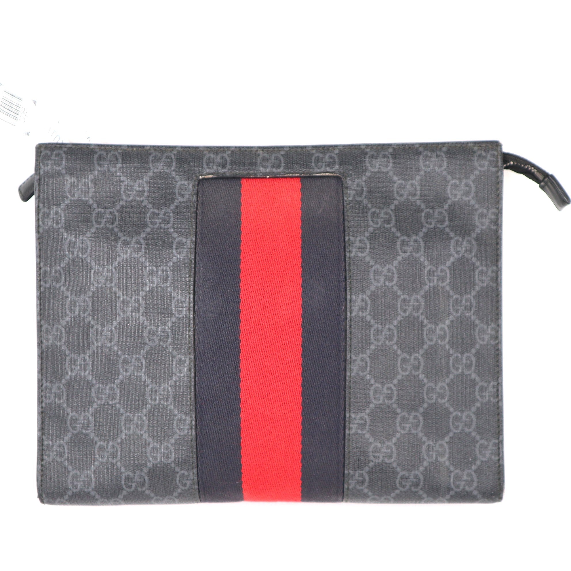 C2066 Gucci Black GG Supreme Web Clutch-Pre Owned