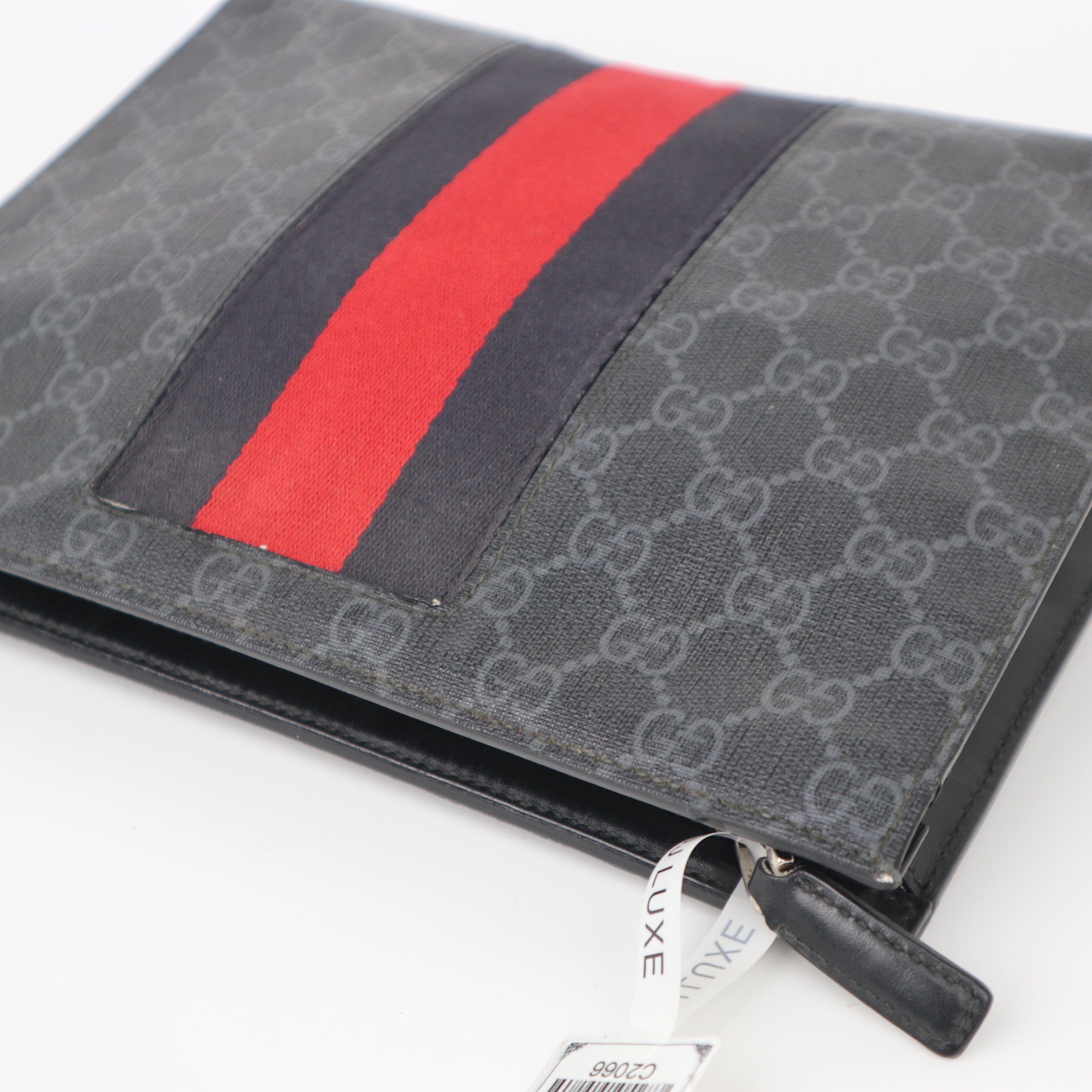 C2066 Gucci Black GG Supreme Web Clutch-Pre Owned
