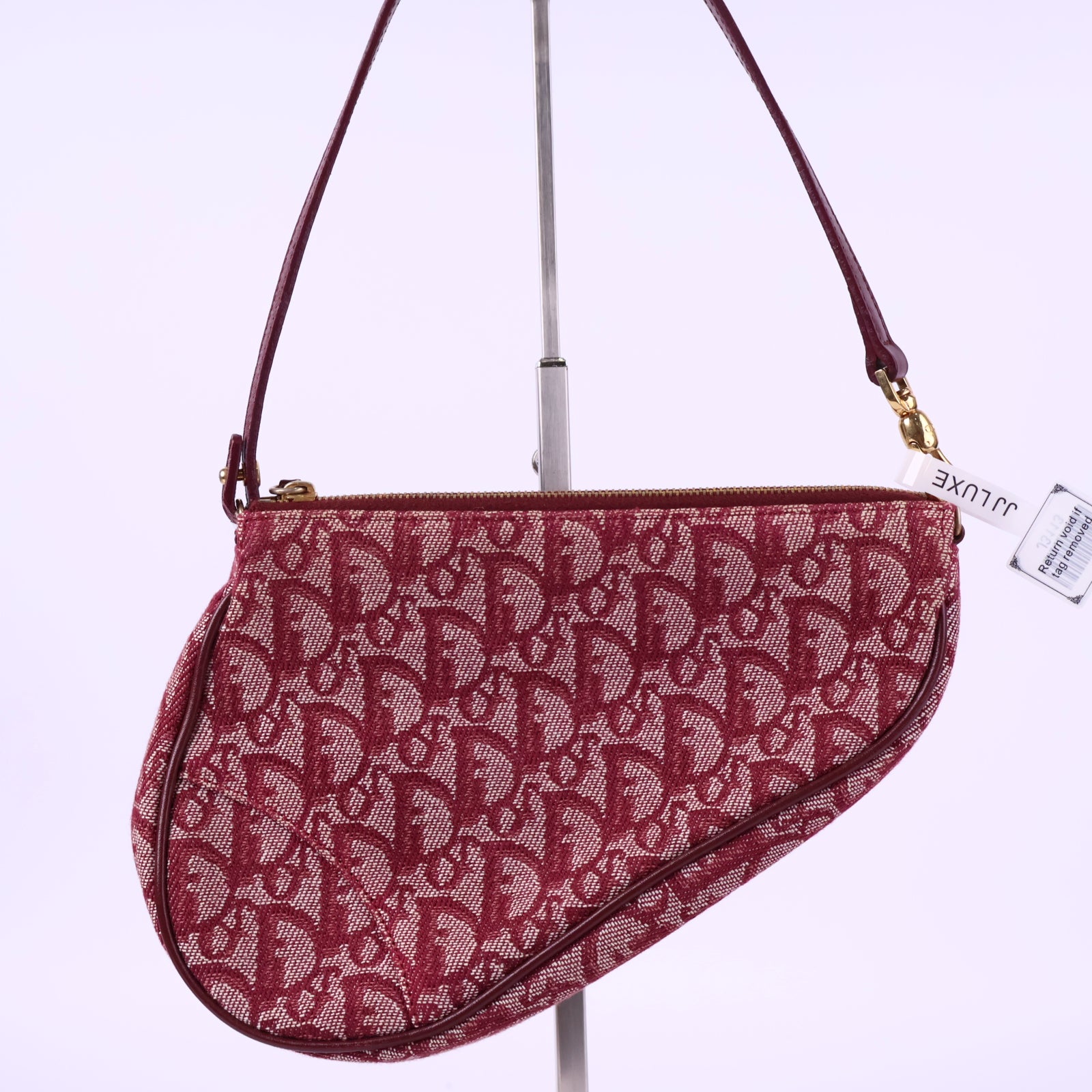 Dior Burgundy Monogram Cloth Saddle Handbag Shoulder Bag J3113 | Pre-Owned Like New Burgundy Monogram Canvas