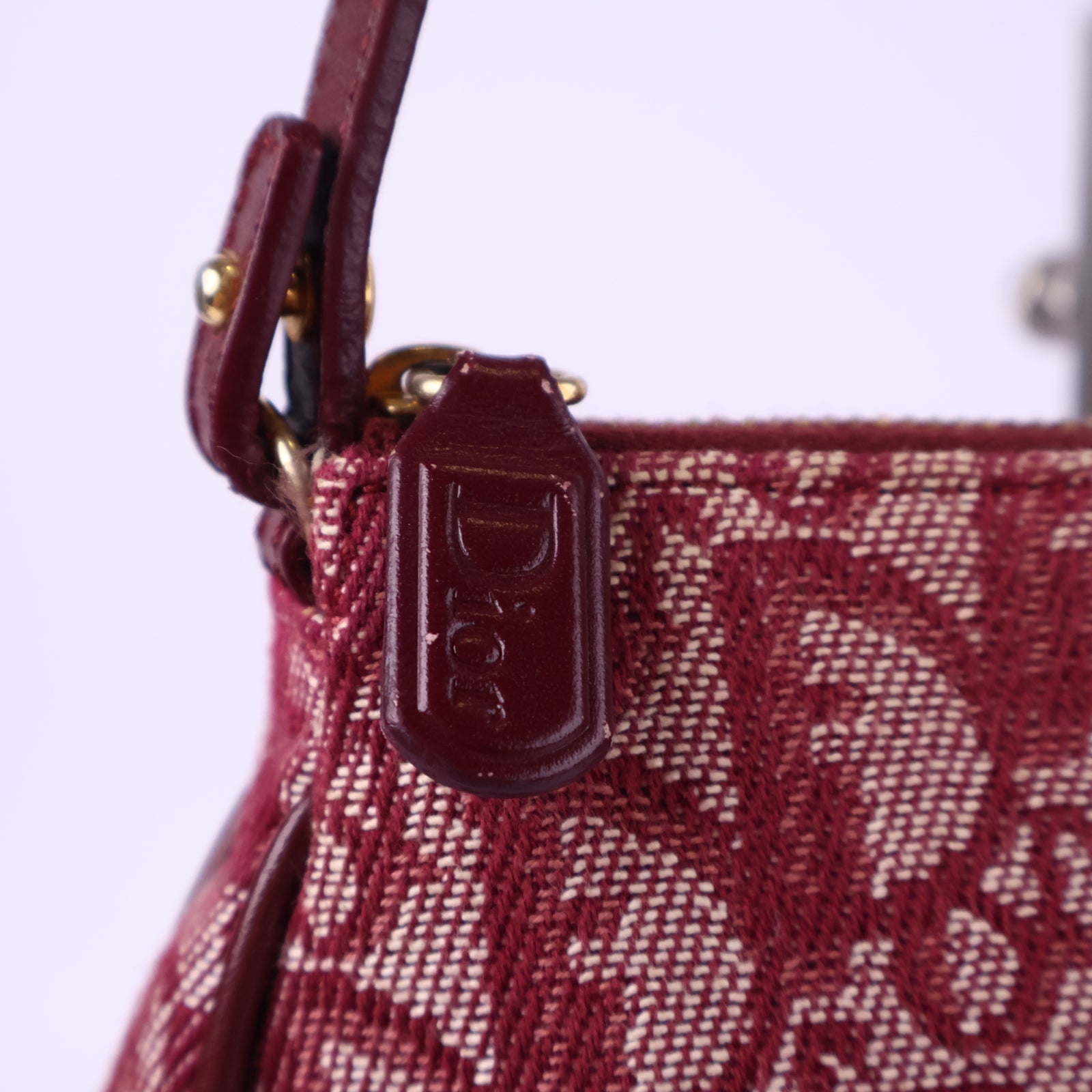Dior Burgundy Monogram Cloth Saddle Handbag Shoulder Bag J3113 | Pre-Owned Like New Burgundy Monogram Canvas