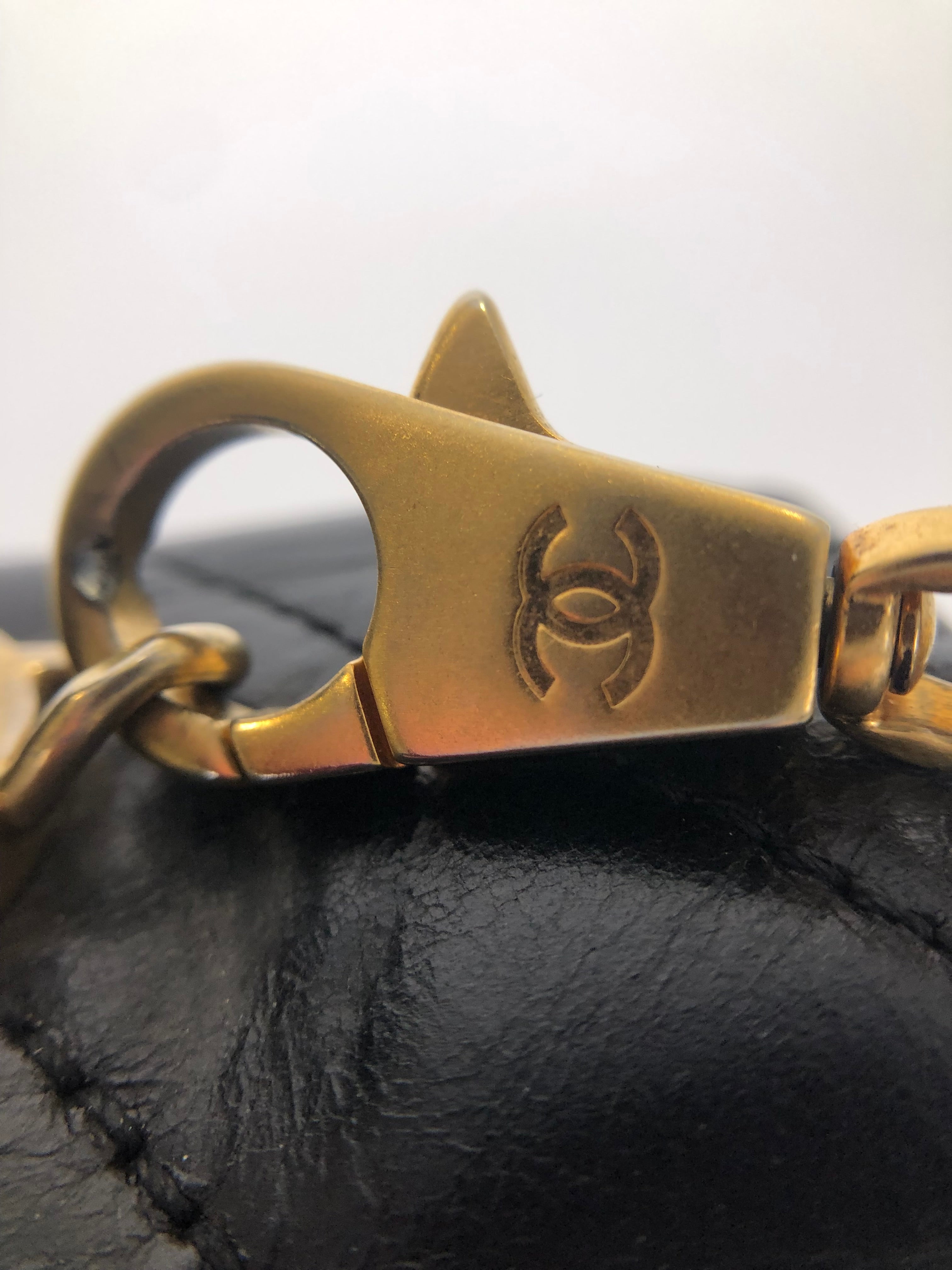 PRE OWNED-Chanel LARGE FLAP BAG WITH TOP HANDLE