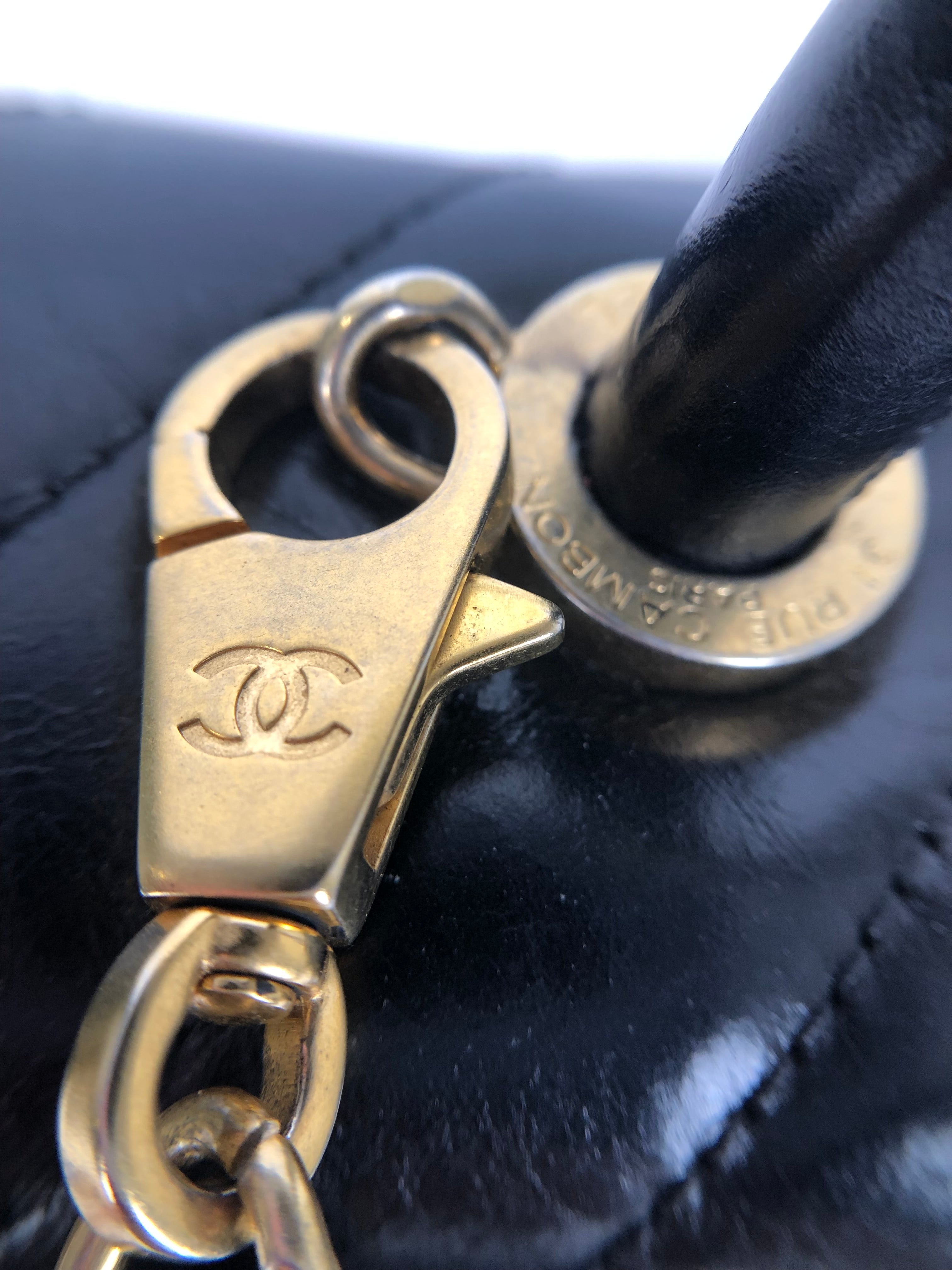PRE OWNED-Chanel LARGE FLAP BAG WITH TOP HANDLE