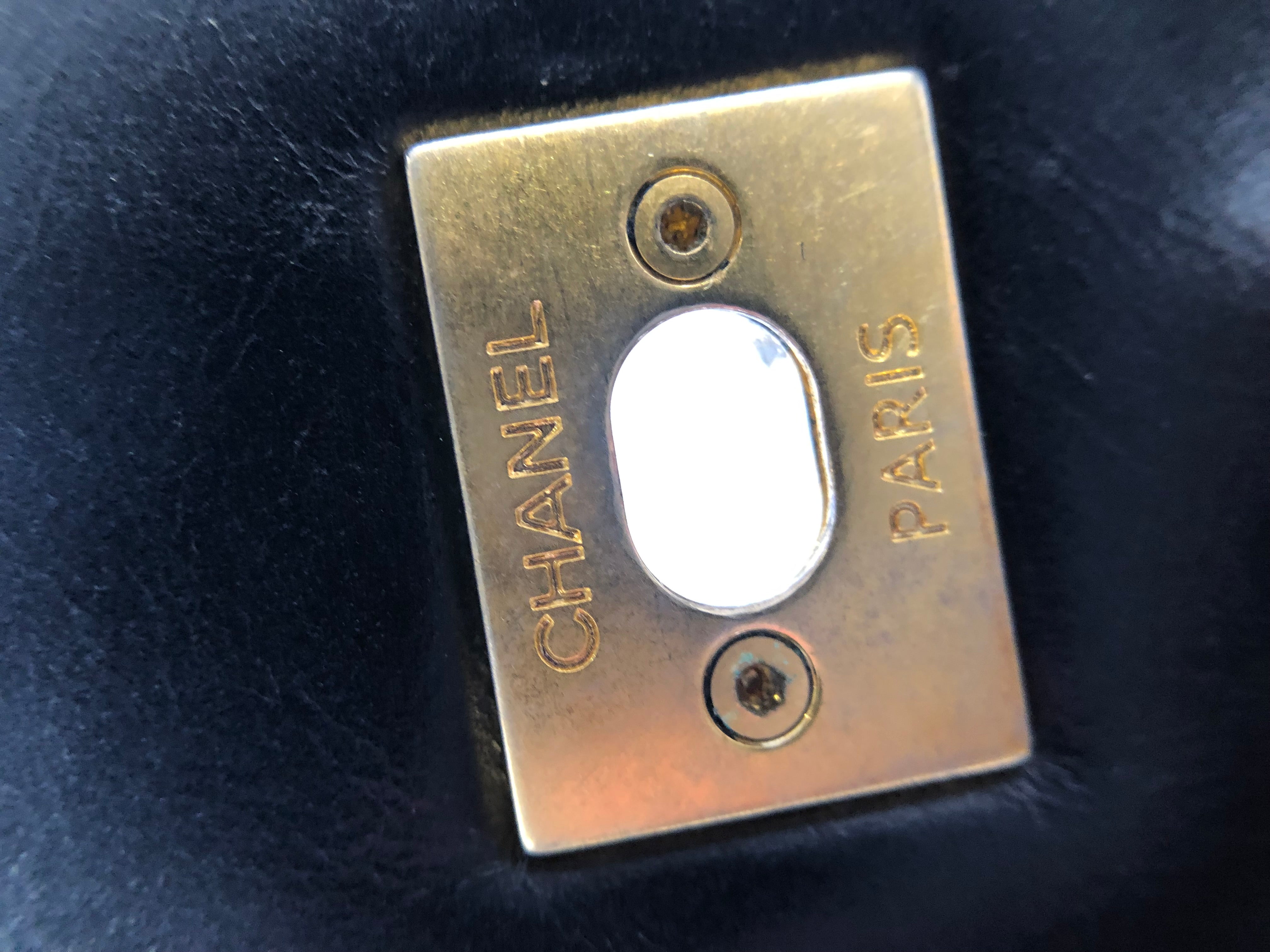 PRE OWNED-Chanel LARGE FLAP BAG WITH TOP HANDLE