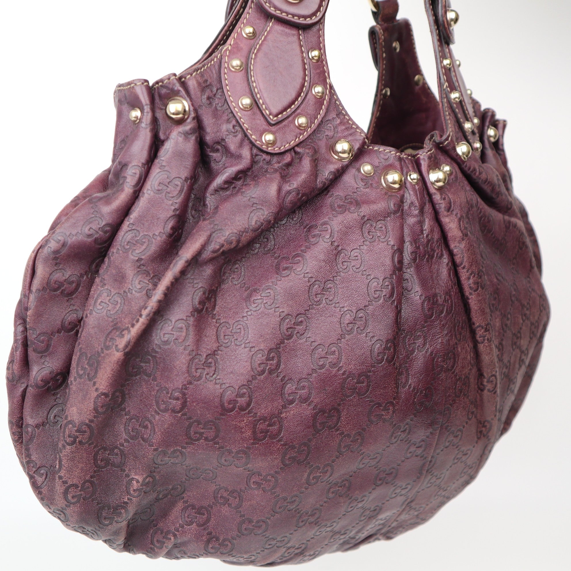 C2058 Gucci Violet GG Guccissima Studded Pelham Bag-Pre Owned