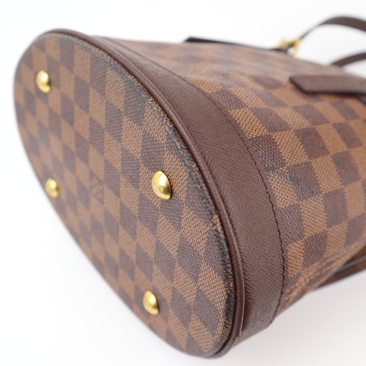 C2377R Louis Vuitton Bucket Bag Damier Ebene Marais Bucket | Pre-Owned Very Good Brown Canvas Damier Ebene