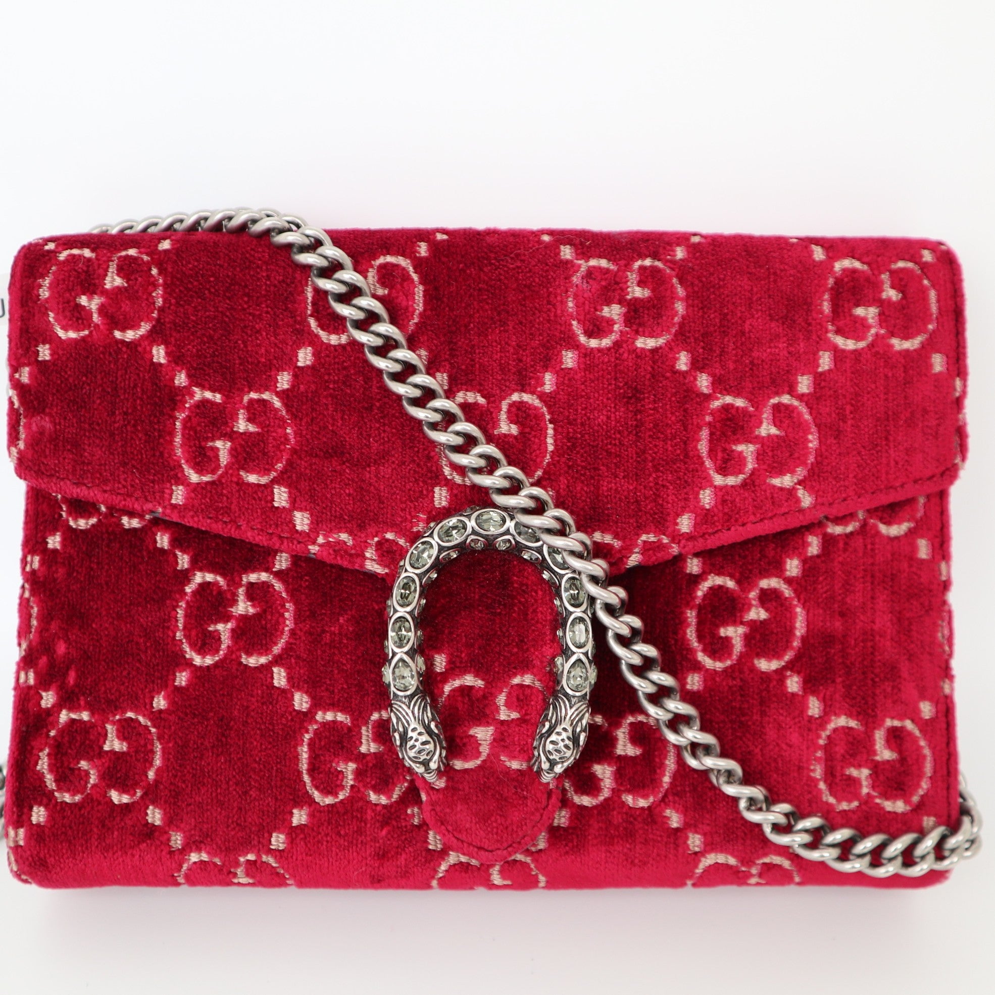 C2013 Gucci Dionysus Chain Wallet GG Velvet-Pre Owned