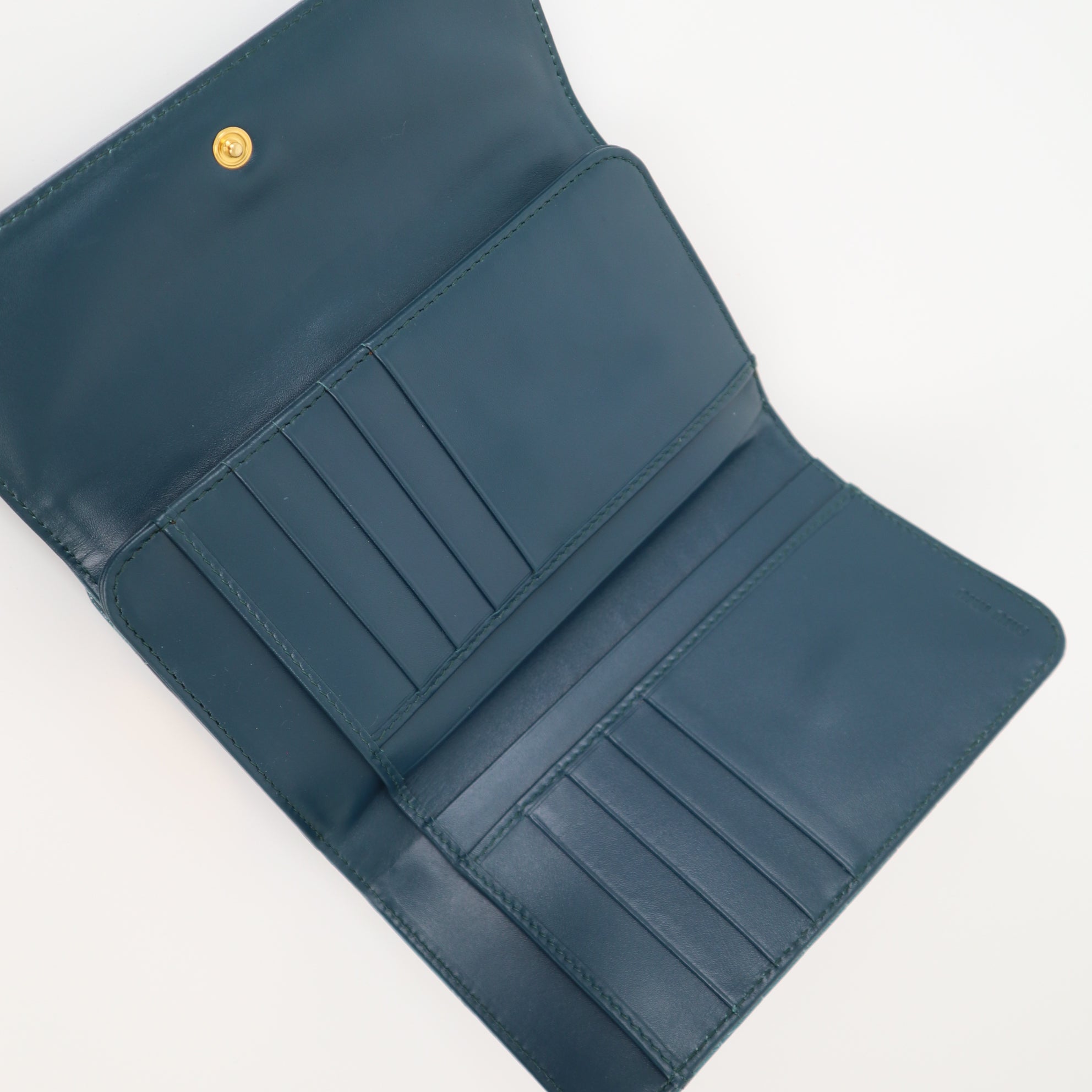 C2015 Miu Miu St Coco Lux Croc Embossed Kiss Lock Wallet in Ottanio-Pre Owned