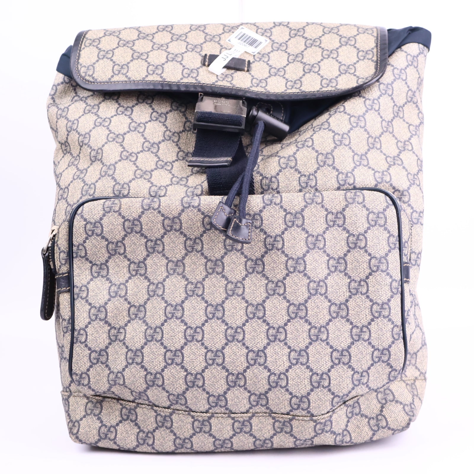 Gucci GG Supreme Monogram Medium Single-Buckle Rucksack Backpack J2067 | Pre-Owned Excellent Brown Monogram Canvas