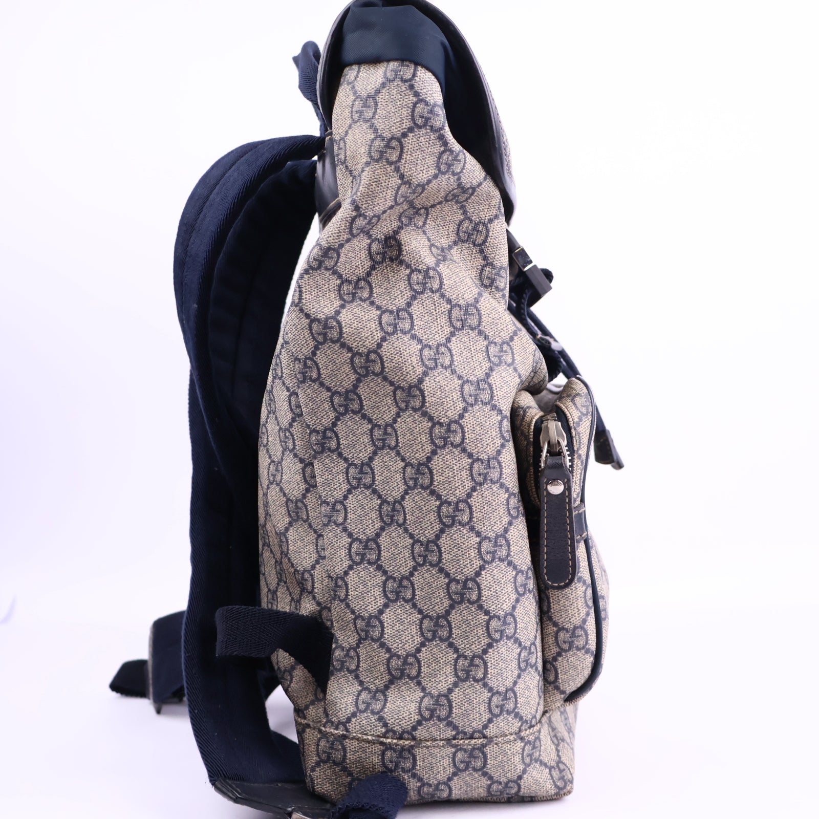 Gucci GG Supreme Monogram Medium Single-Buckle Rucksack Backpack J2067 | Pre-Owned Excellent Brown Monogram Canvas