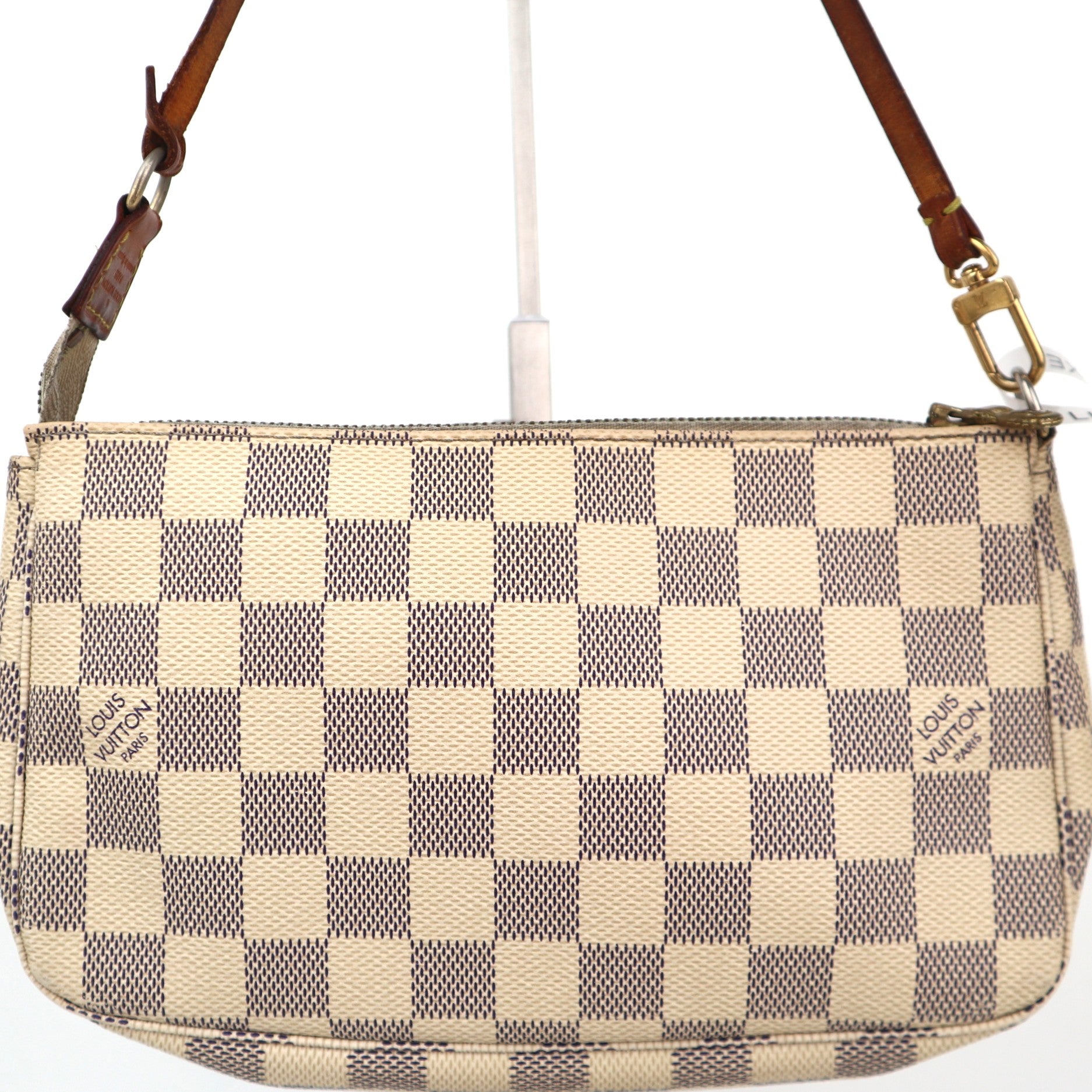 C2384 Louis Vuitton Shoulder Bag Pochette Accessoires Damier Azur Canvas | Pre-Owned Very Good White / Blue Coated canvas/Damier Azur