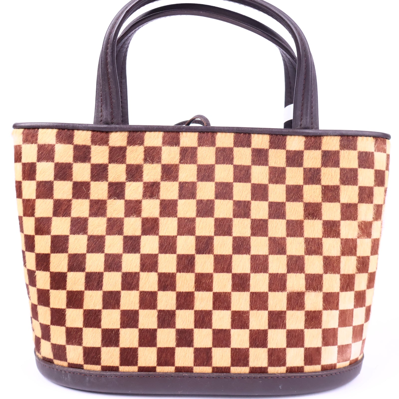 Louis Vuitton Preloved Checkerboard HaironHide Tote Brown Mini Bag J3043 | Pre-Owned Excellent Brown
