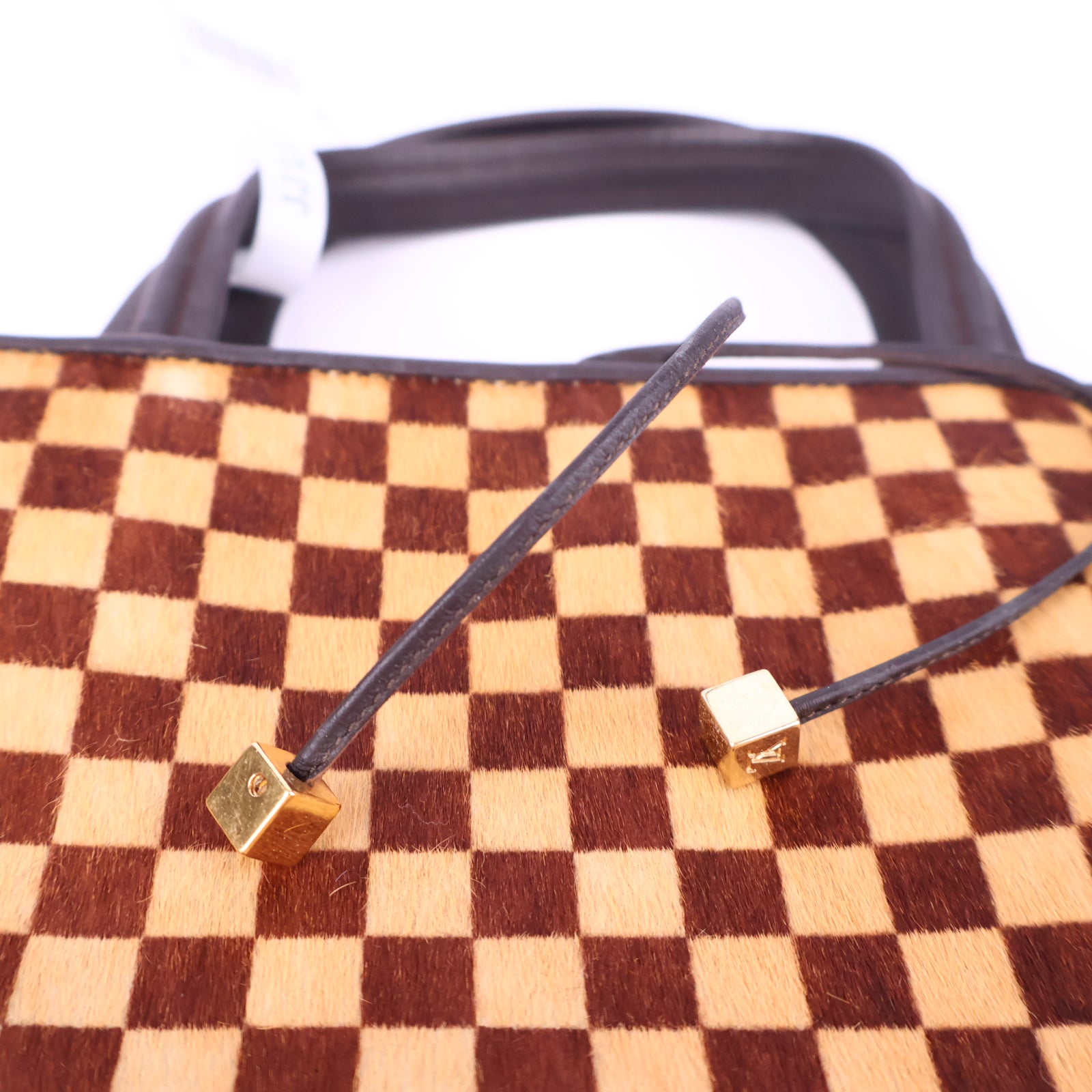 Louis Vuitton Preloved Checkerboard HaironHide Tote Brown Mini Bag J3043 | Pre-Owned Excellent Brown