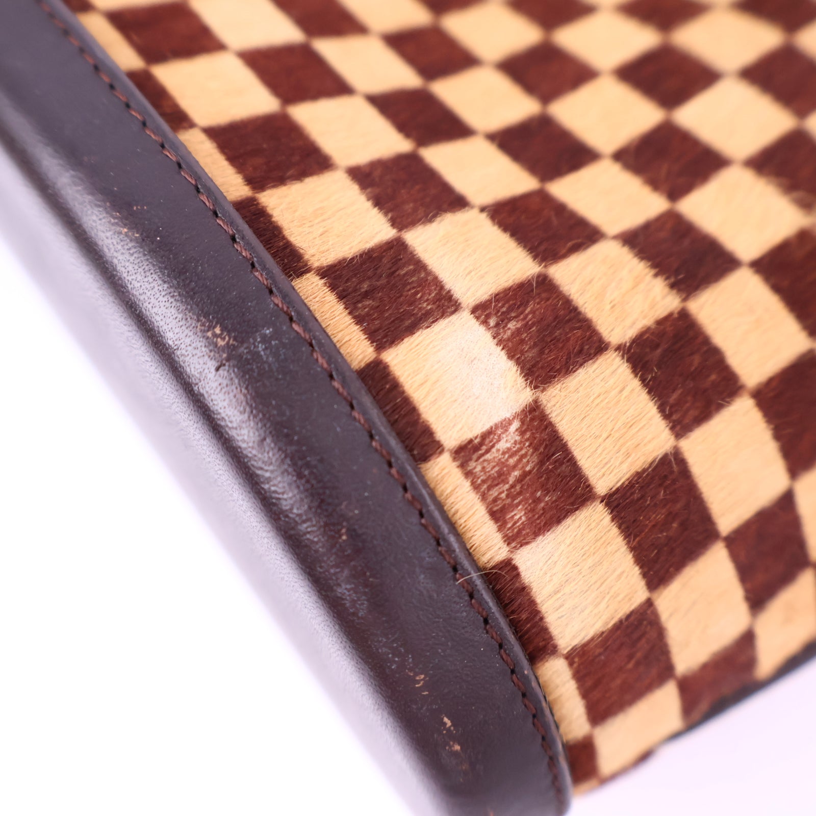 Louis Vuitton Preloved Checkerboard HaironHide Tote Brown Mini Bag J3043 | Pre-Owned Excellent Brown