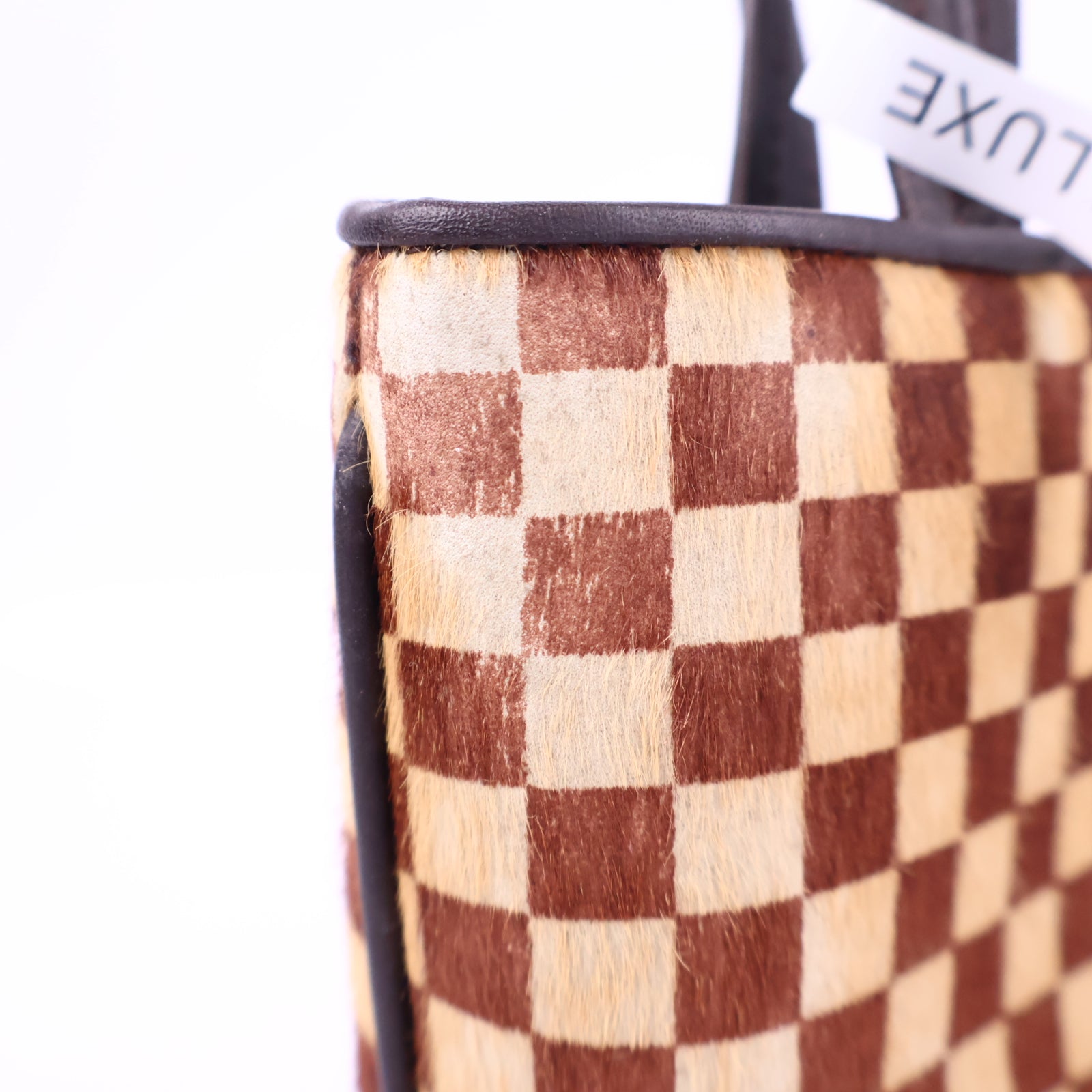 Louis Vuitton Preloved Checkerboard HaironHide Tote Brown Mini Bag J3043 | Pre-Owned Excellent Brown