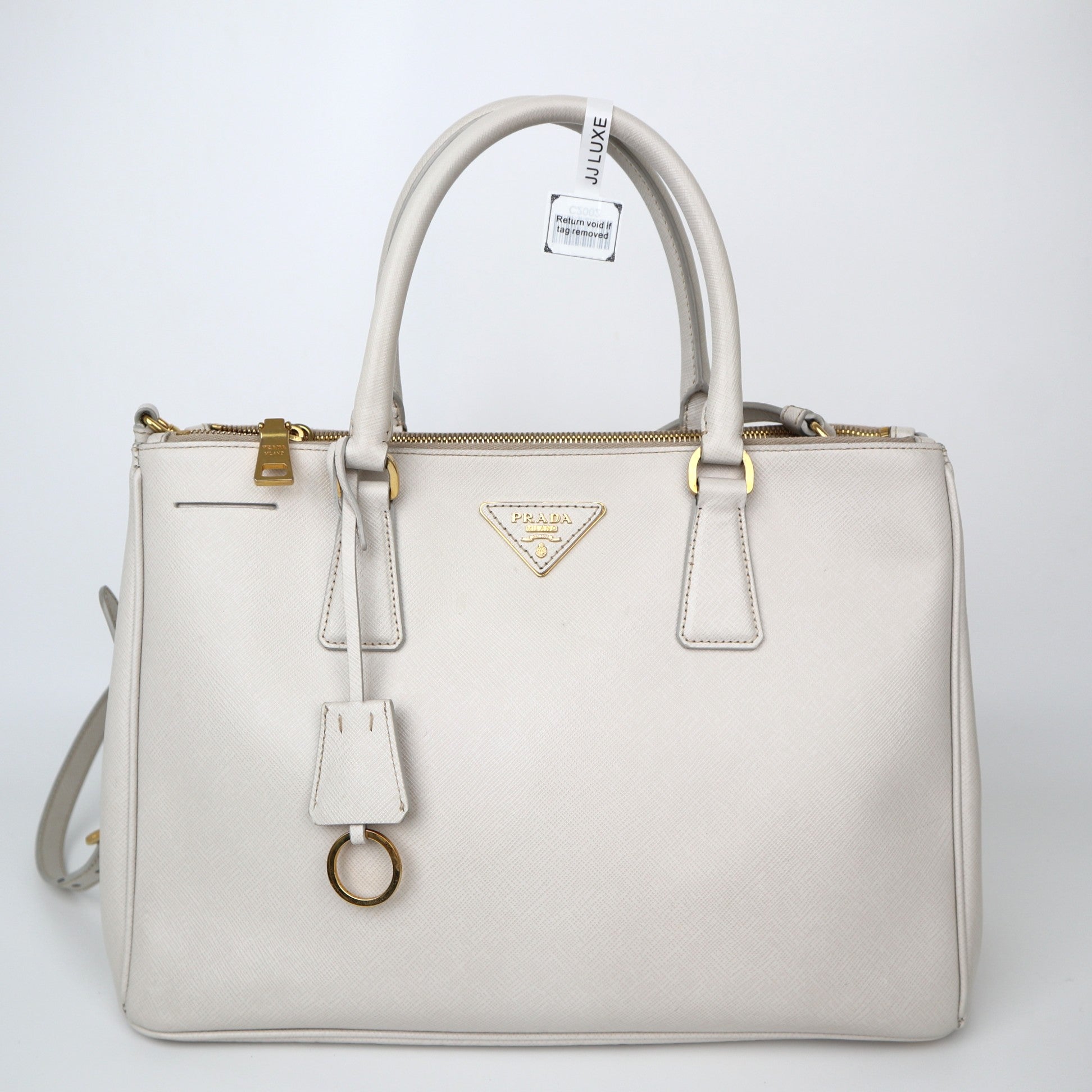 C2002 Prada Pomice Saffiano Leather Medium Double Zip Tote Bag-Pre Owned