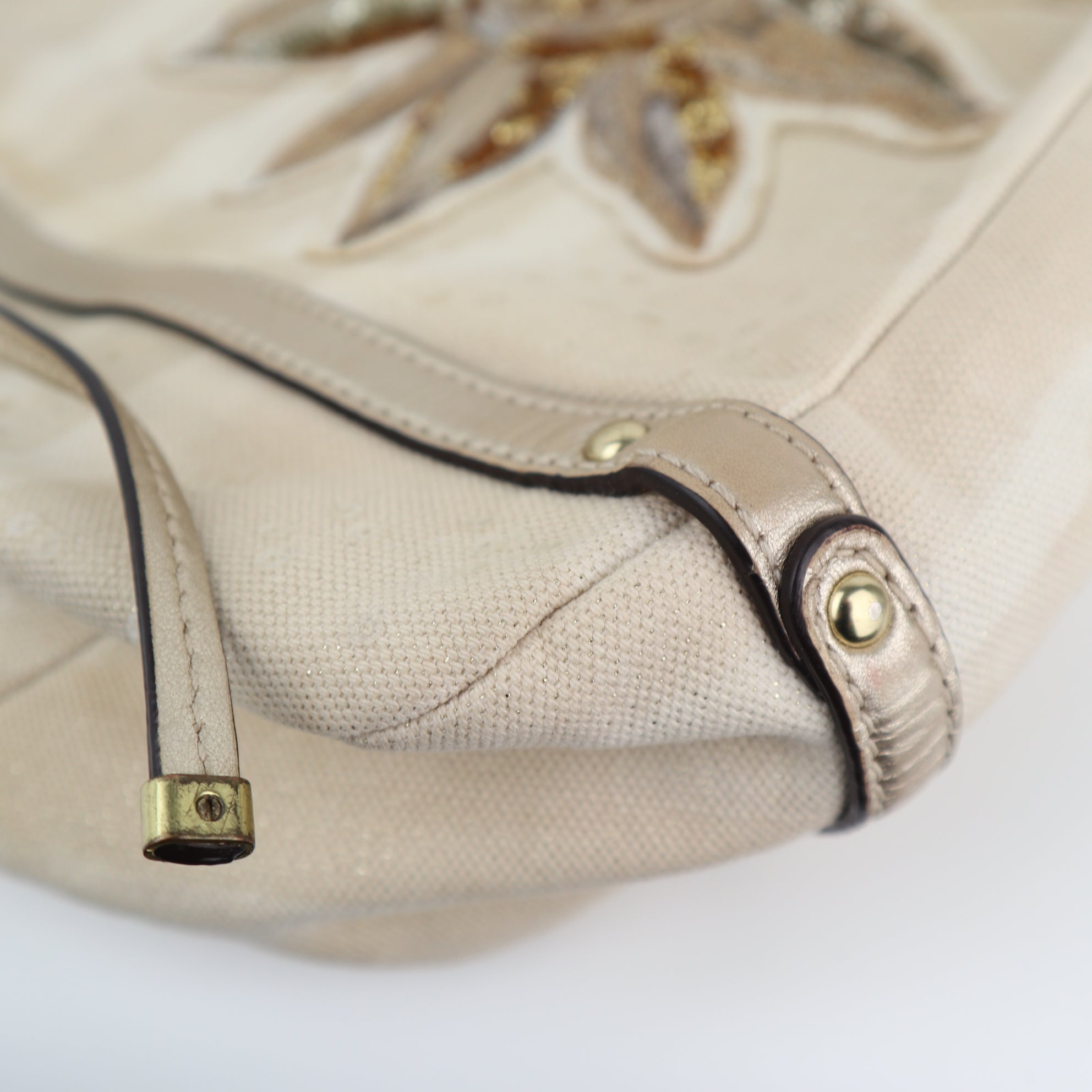 C2403# Coach Tote Bag Sun And Starfish Gold | Pre-Owned Very Good Gold