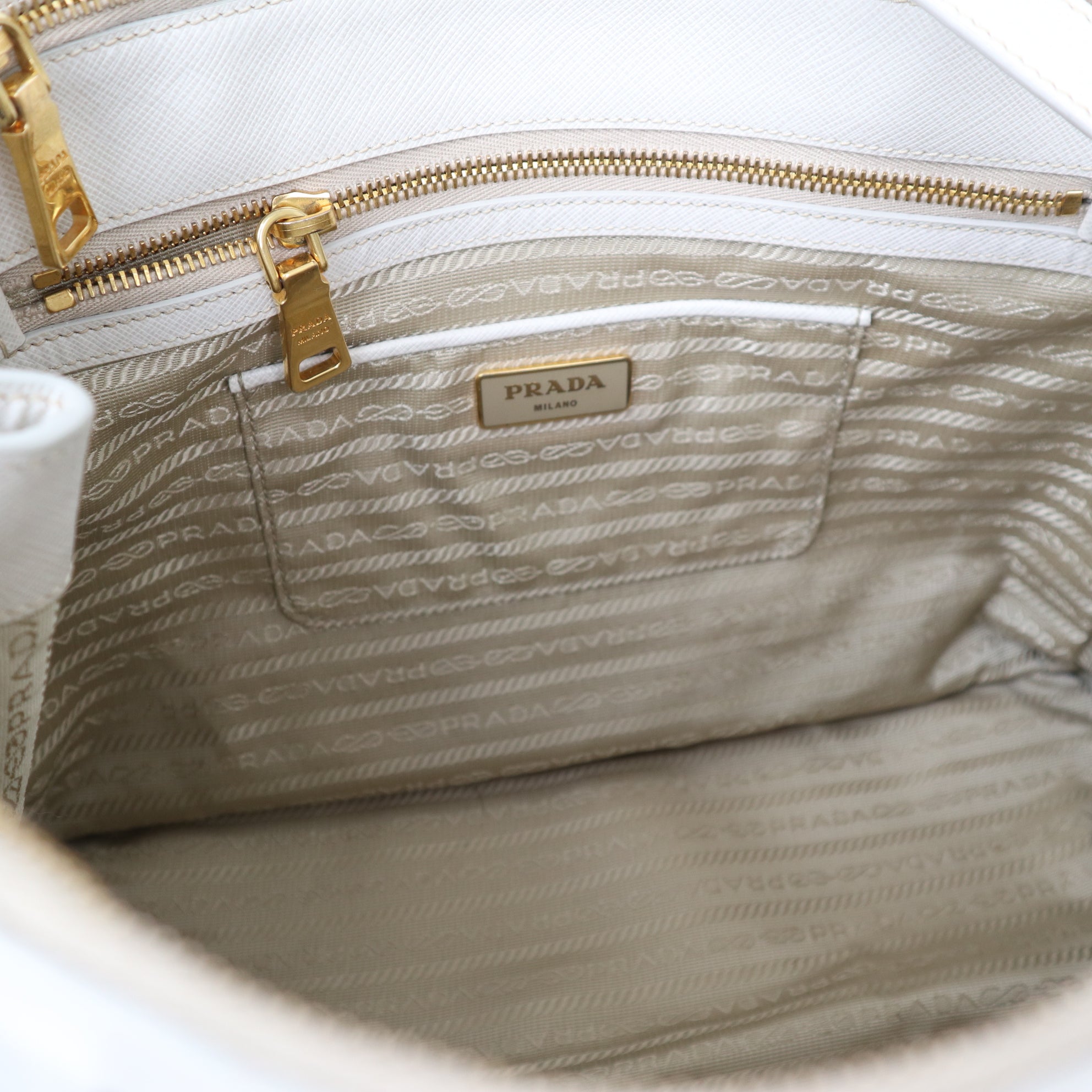C2002 Prada Pomice Saffiano Leather Medium Double Zip Tote Bag-Pre Owned