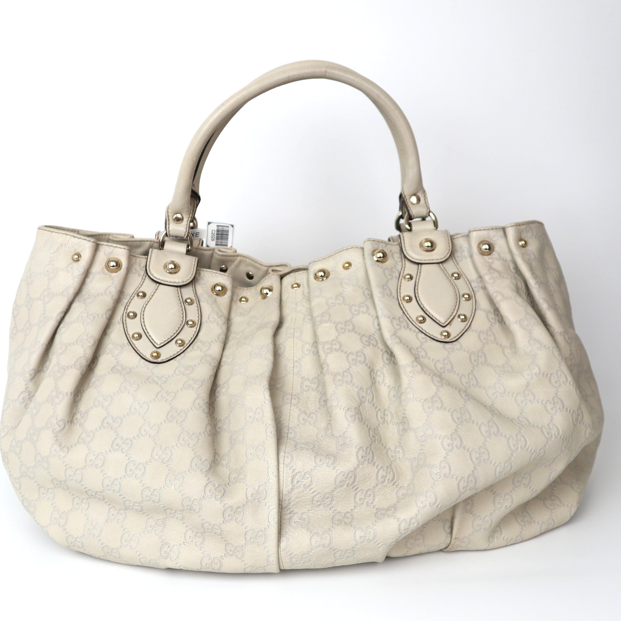 C2029 Gucci Large Guccissima Studded Pelham tote bag- Pre Owned