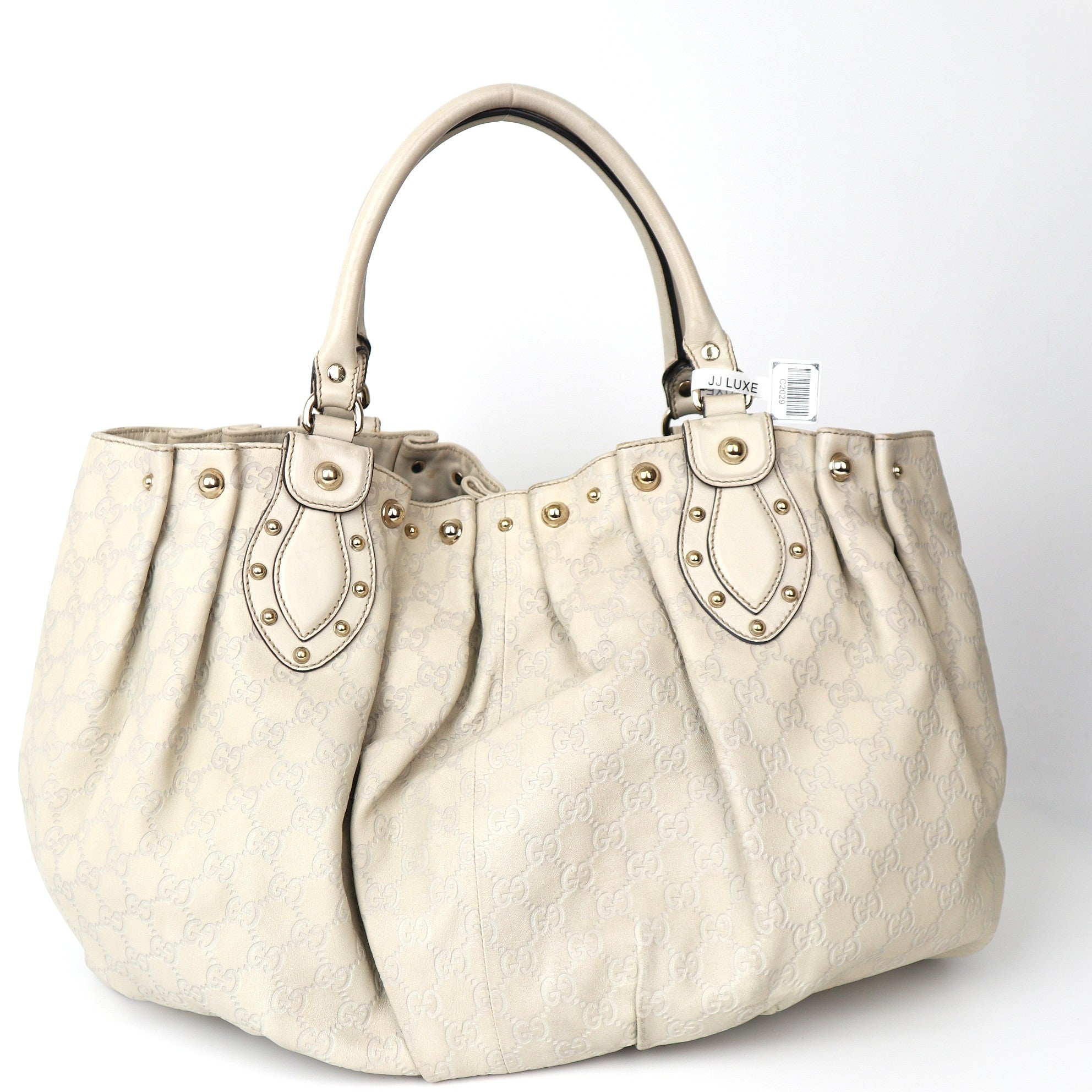 C2029 Gucci Large Guccissima Studded Pelham tote bag- Pre Owned