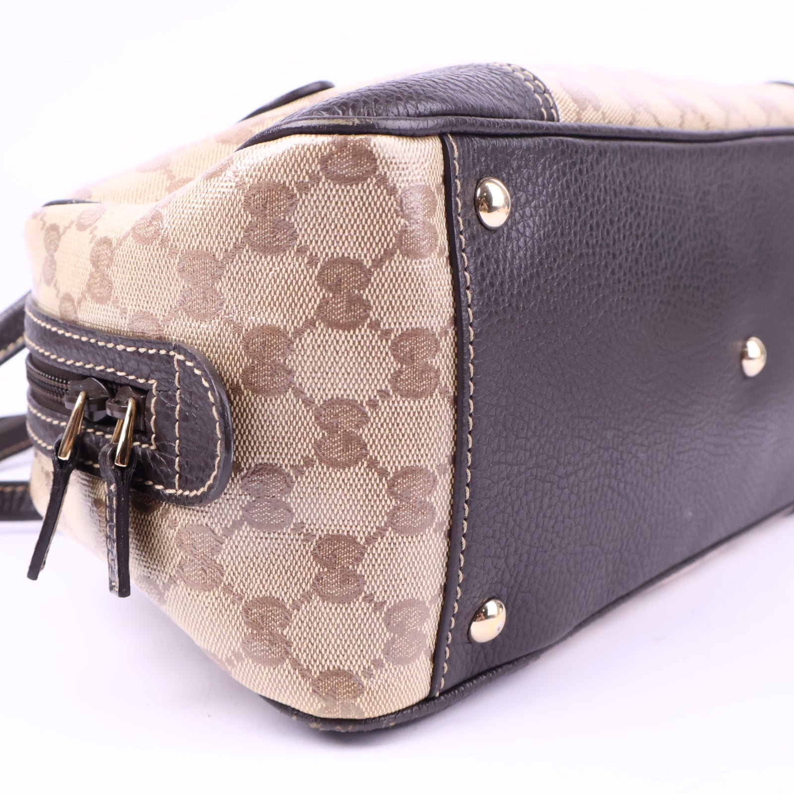 Gucci Beige/Brown GG Crystal Canvas and Leather Princy Satchel Top Handle Bag J3024 | Pre-Owned Like New Beige / Brown GG Crystal Canvas, Leather