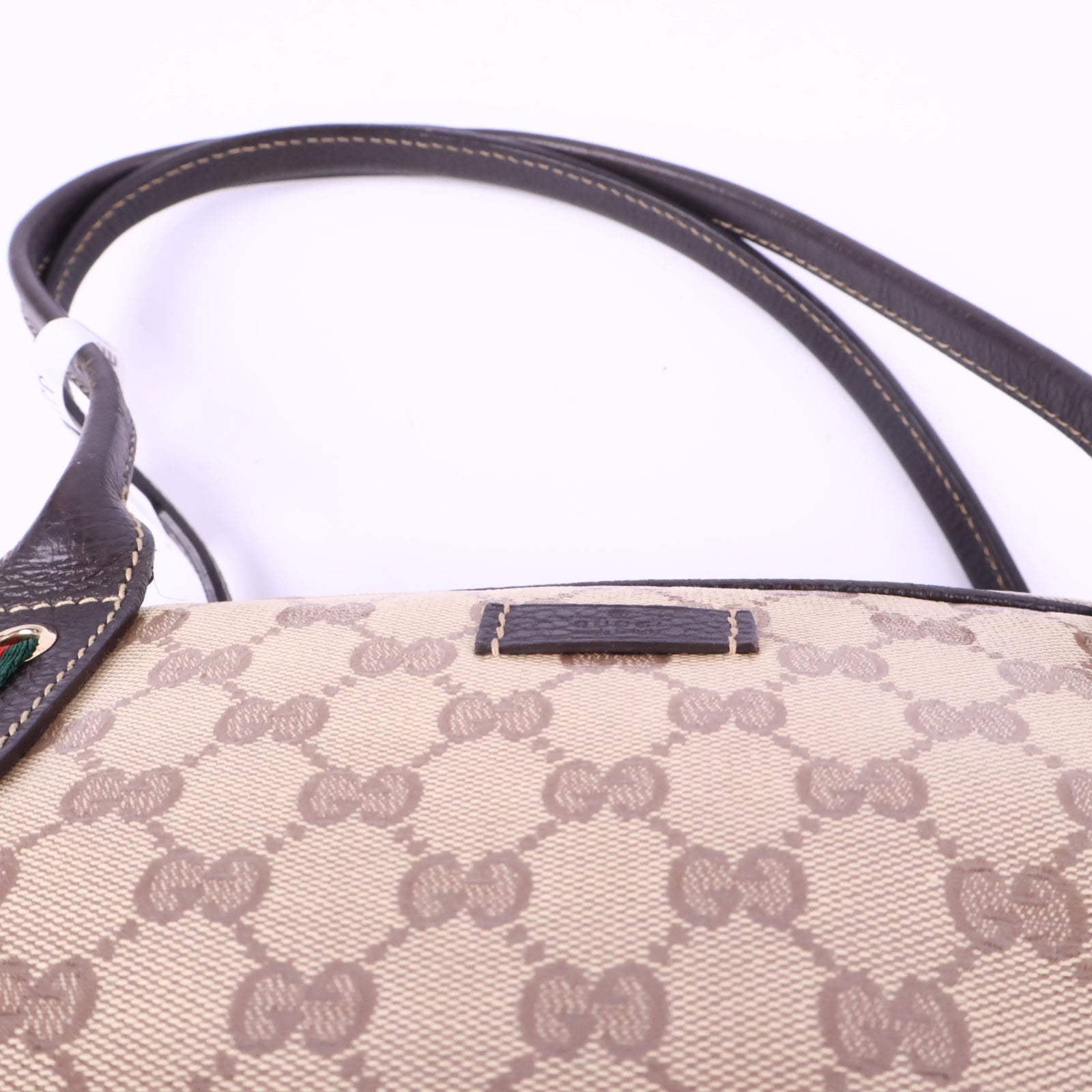 Gucci Beige/Brown GG Crystal Canvas and Leather Princy Satchel Top Handle Bag J3024 | Pre-Owned Like New Beige / Brown GG Crystal Canvas, Leather