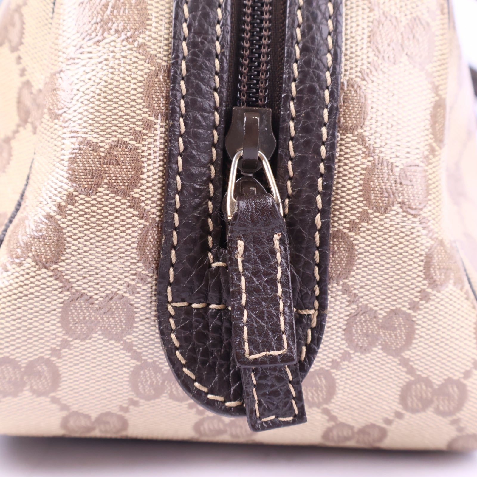 Gucci Beige/Brown GG Crystal Canvas and Leather Princy Satchel Top Handle Bag J3024 | Pre-Owned Like New Beige / Brown GG Crystal Canvas, Leather