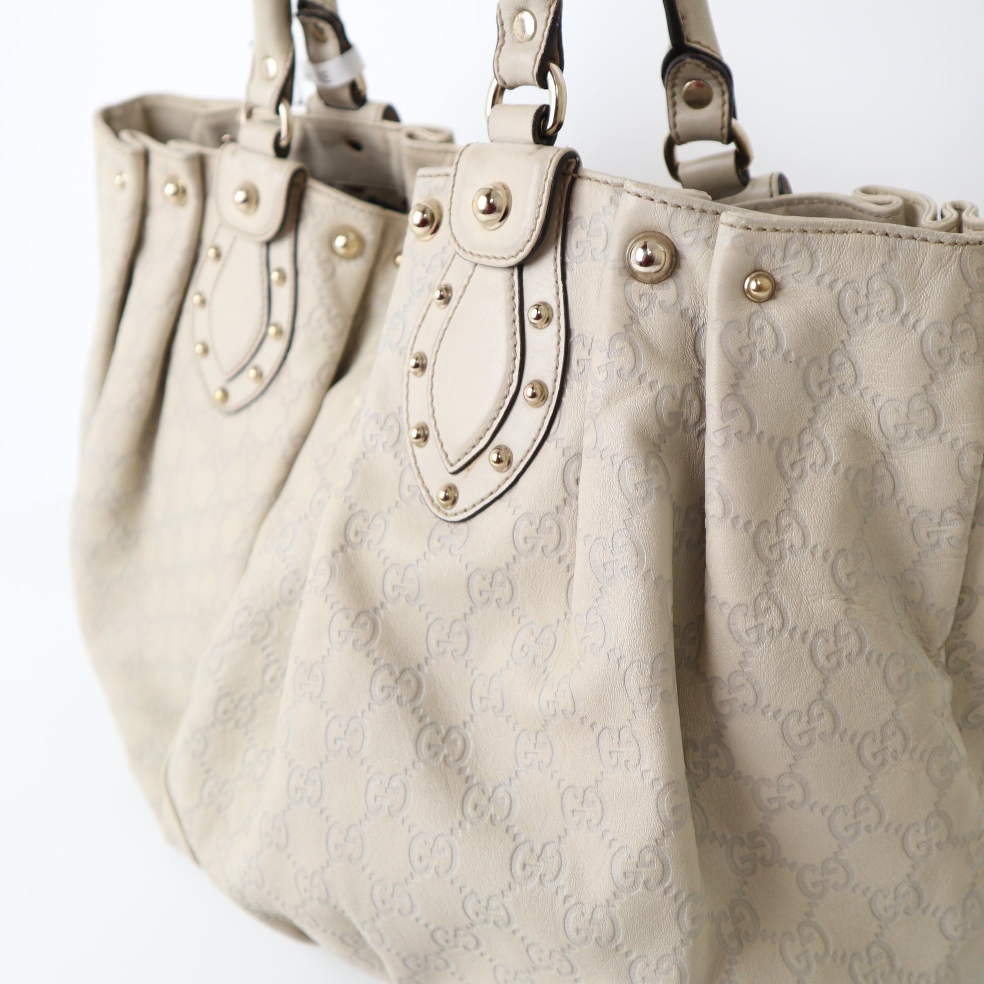 C2029 Gucci Large Guccissima Studded Pelham tote bag- Pre Owned