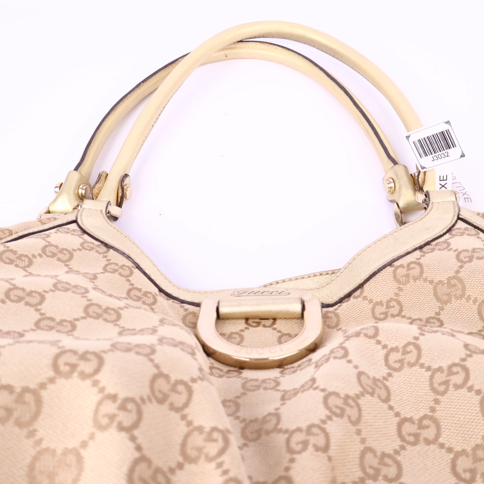 Gucci Beige/Gold GG Canvas/Leather D Ring Hobo Bag Shoulder Bag J3032 | Pre-Owned Like New Beige / Gold GG Canvas Canvas, Leather