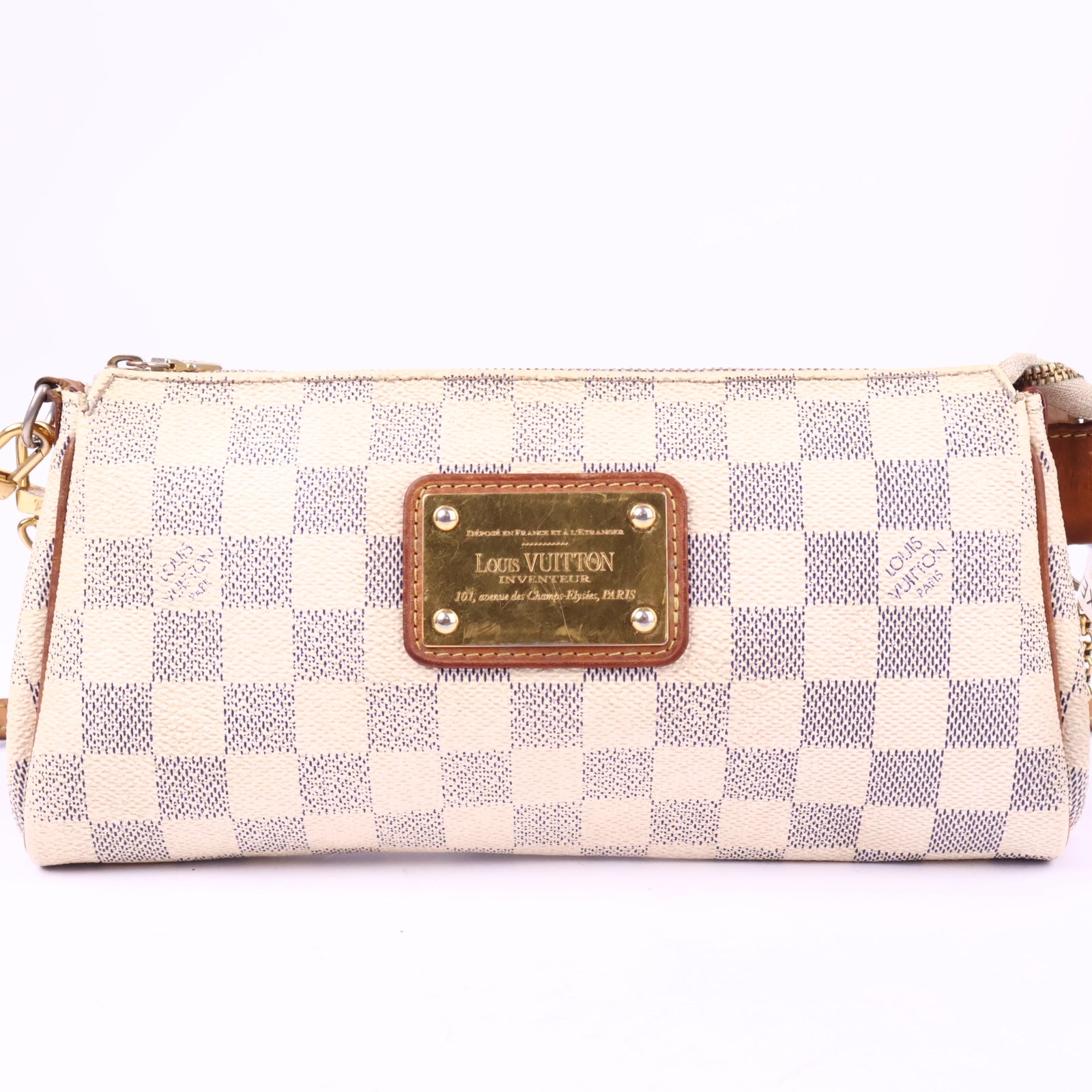 Louis Vuitton Damier Azur Eva Clutch Clutch Bag J3035 | Pre-Owned Very Good Brown / Blue Damier Azur Canvas