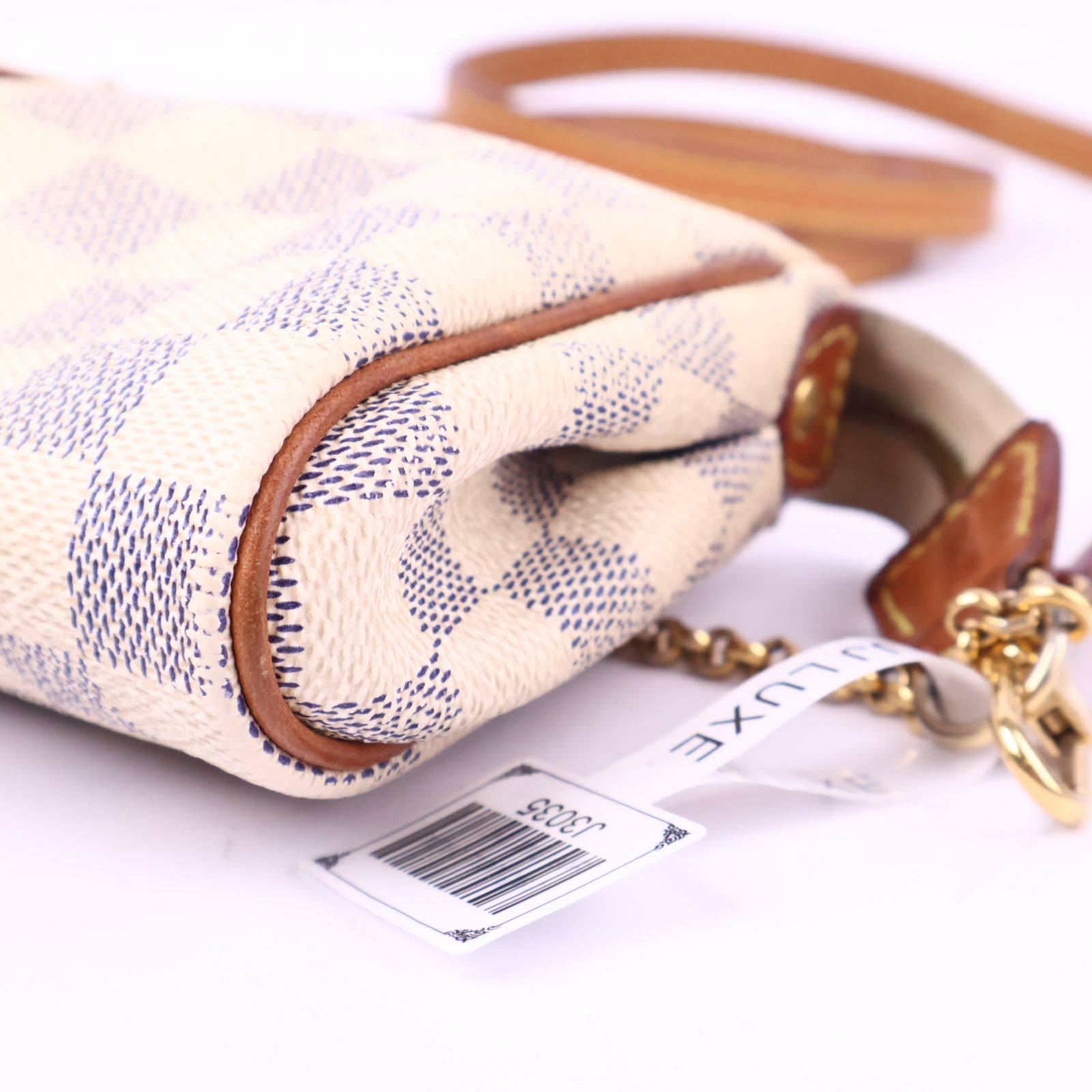 Louis Vuitton Damier Azur Eva Clutch Clutch Bag J3035 | Pre-Owned Very Good Brown / Blue Damier Azur Canvas