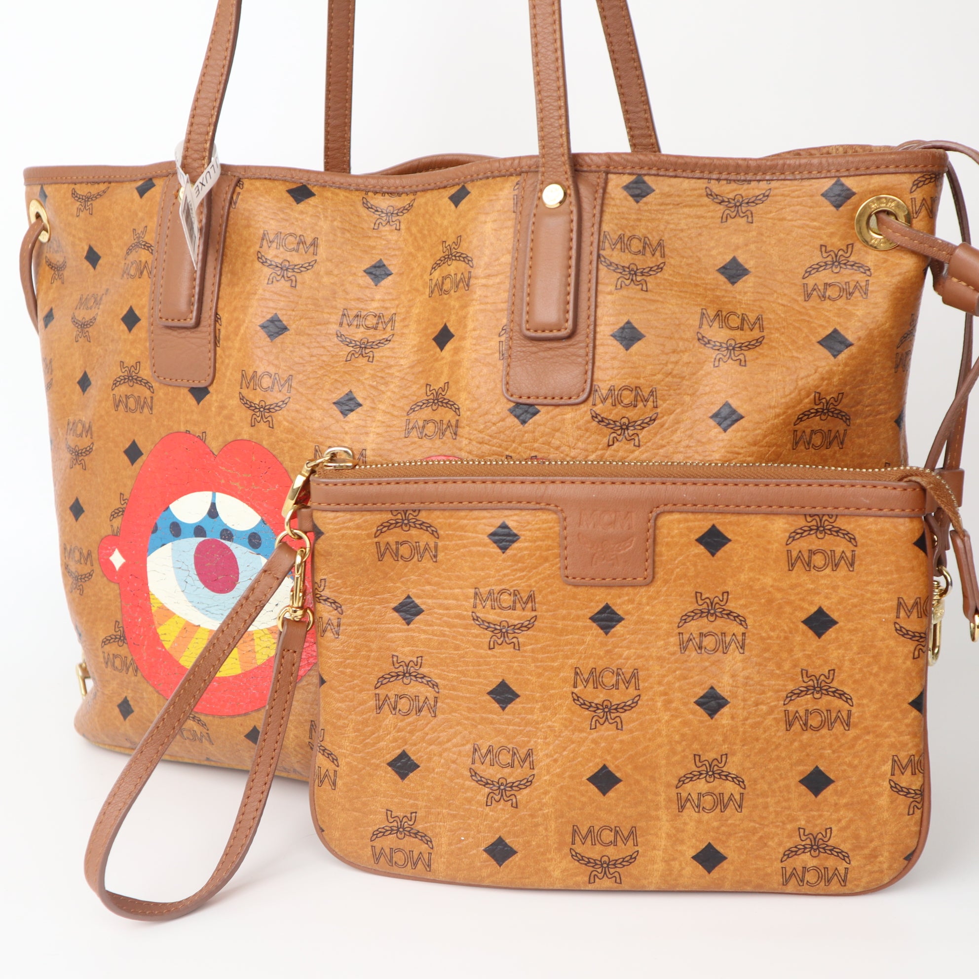 C1997 Authentic MCM Tote Bag With Pouch-Pre Owned