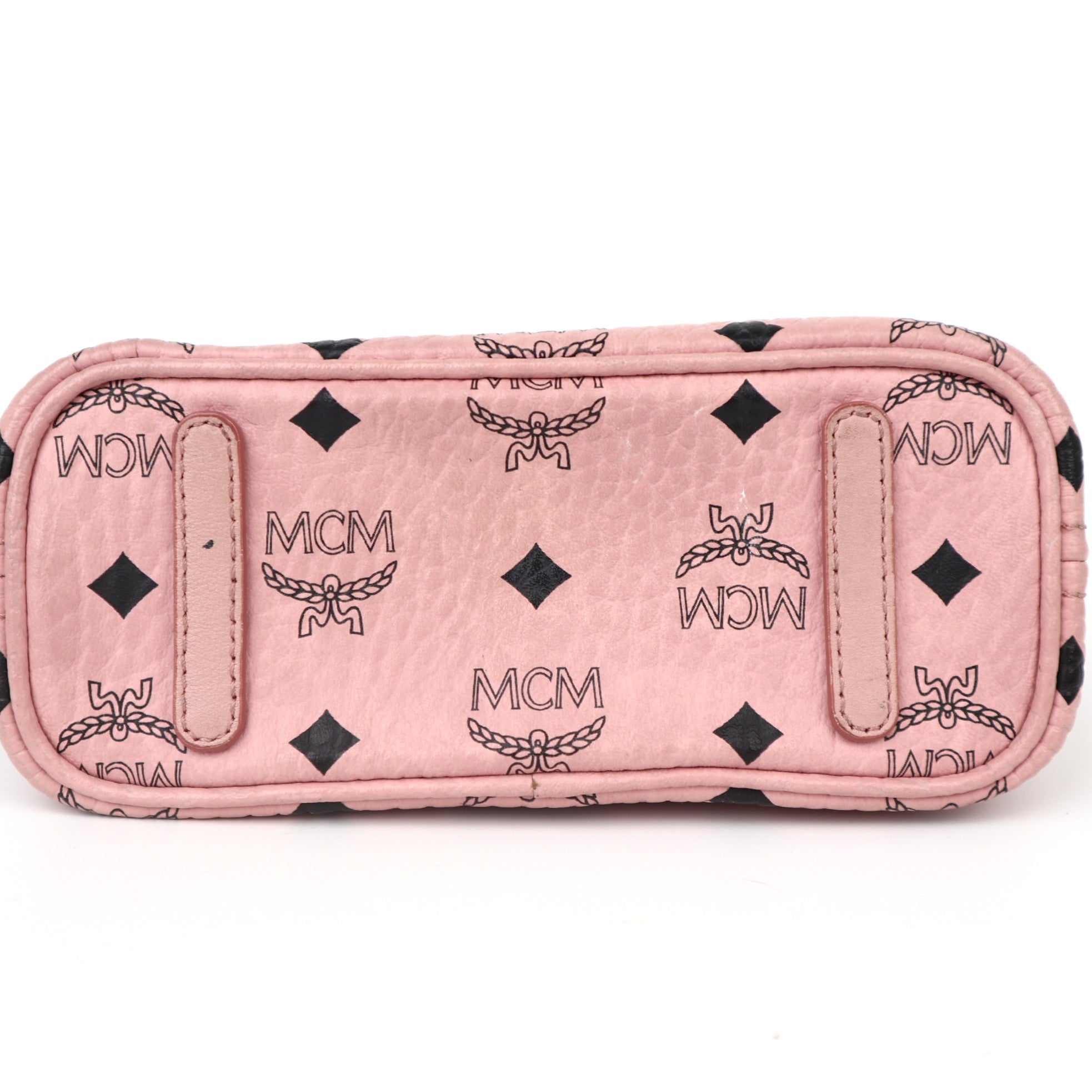 C2045 MCM Mini Rabbit Top Zip Shopper in Visetos Soft Pink-Pre Owned