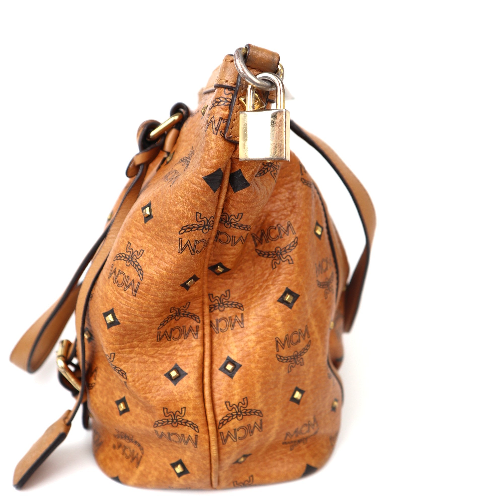 C2043 MCM Cognac Visetos Shoulder Bag Brown Totes - Pre Owned